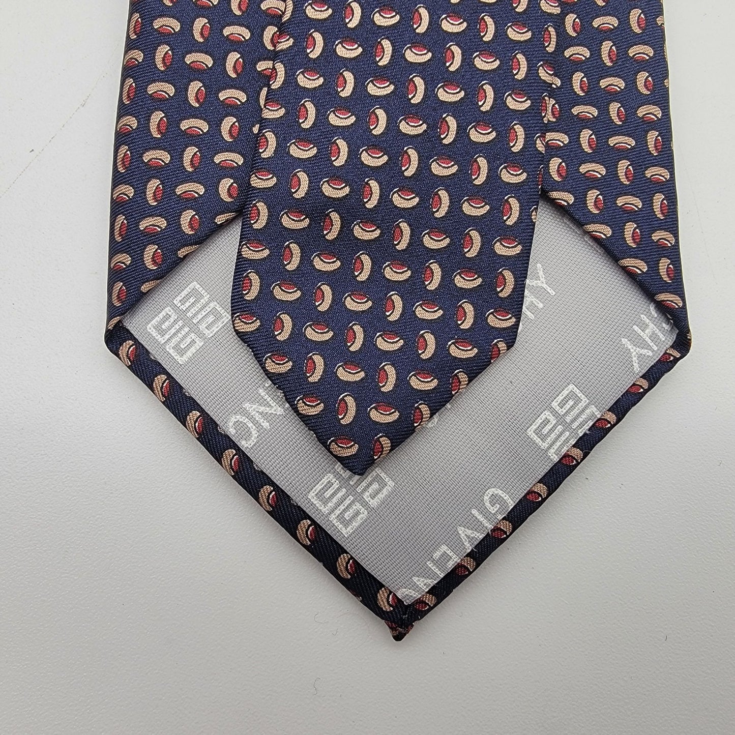 Vintage Givenchy Gentleman Navy Silk Tie Fan Motif