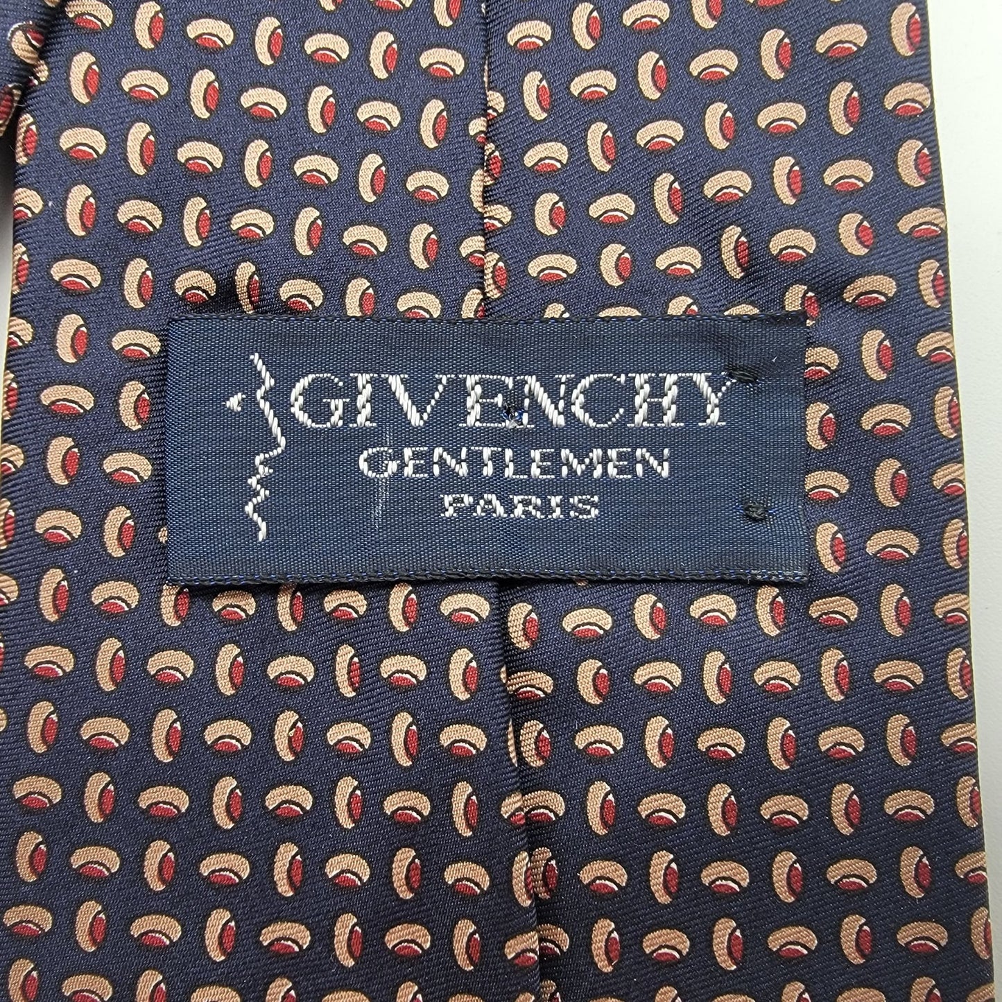 Vintage Givenchy Gentleman Navy Silk Tie Fan Motif