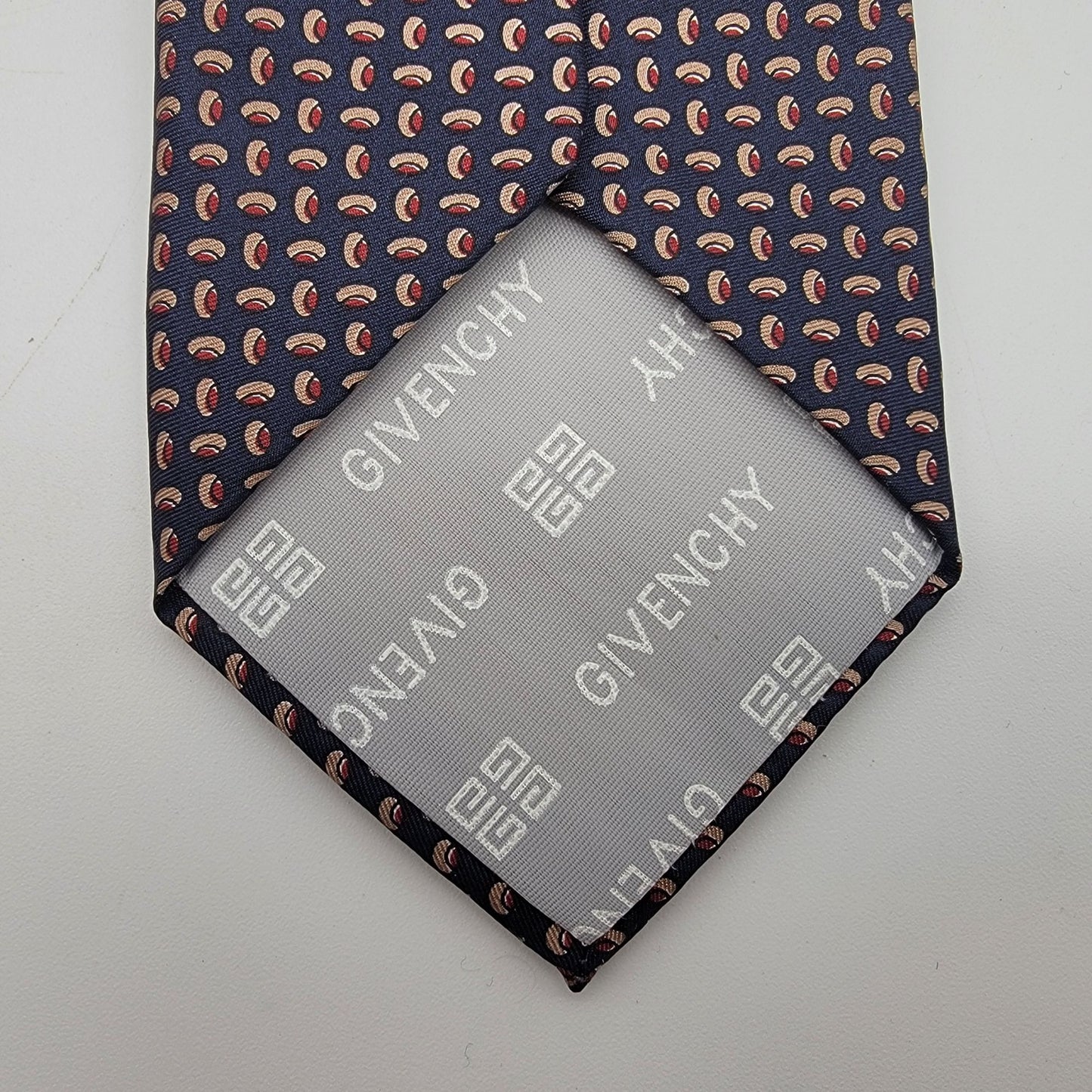 Vintage Givenchy Gentleman Navy Silk Tie Fan Motif