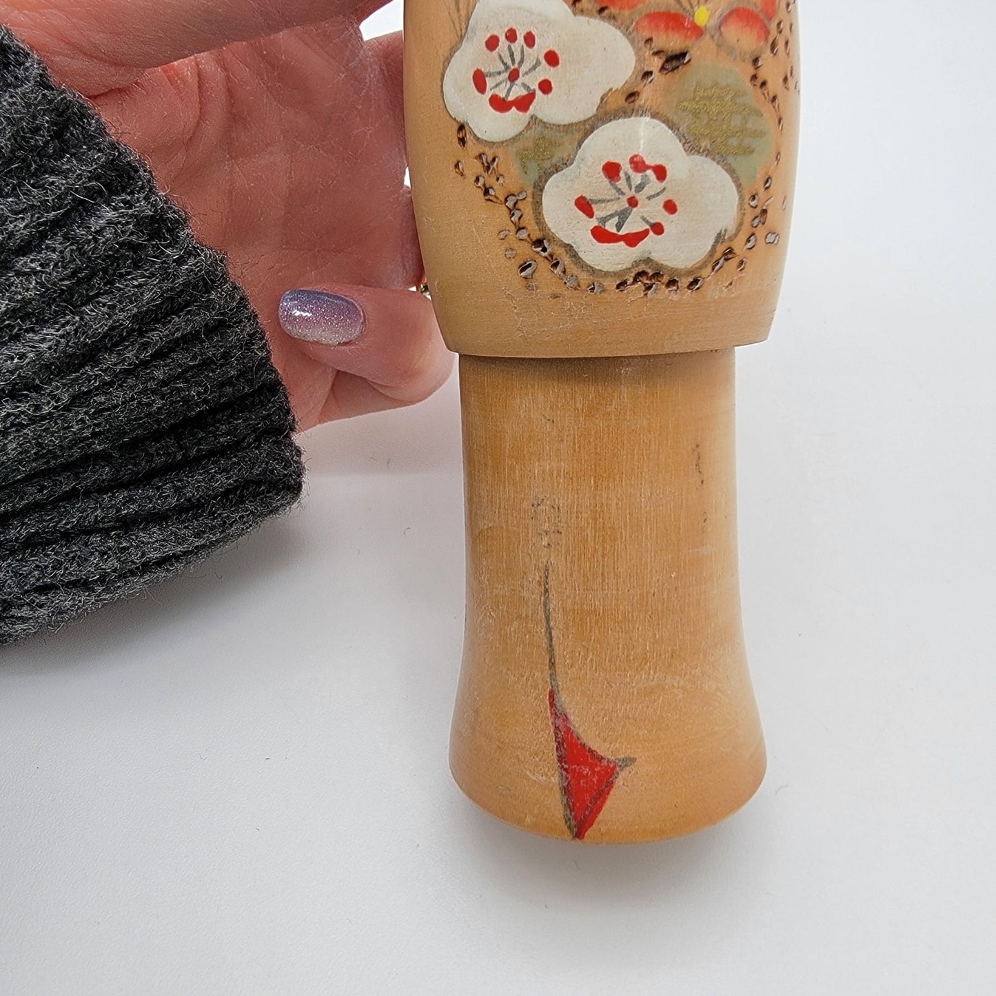 Vintage Japanese Kokeshi Wood Doll Signed Blonde