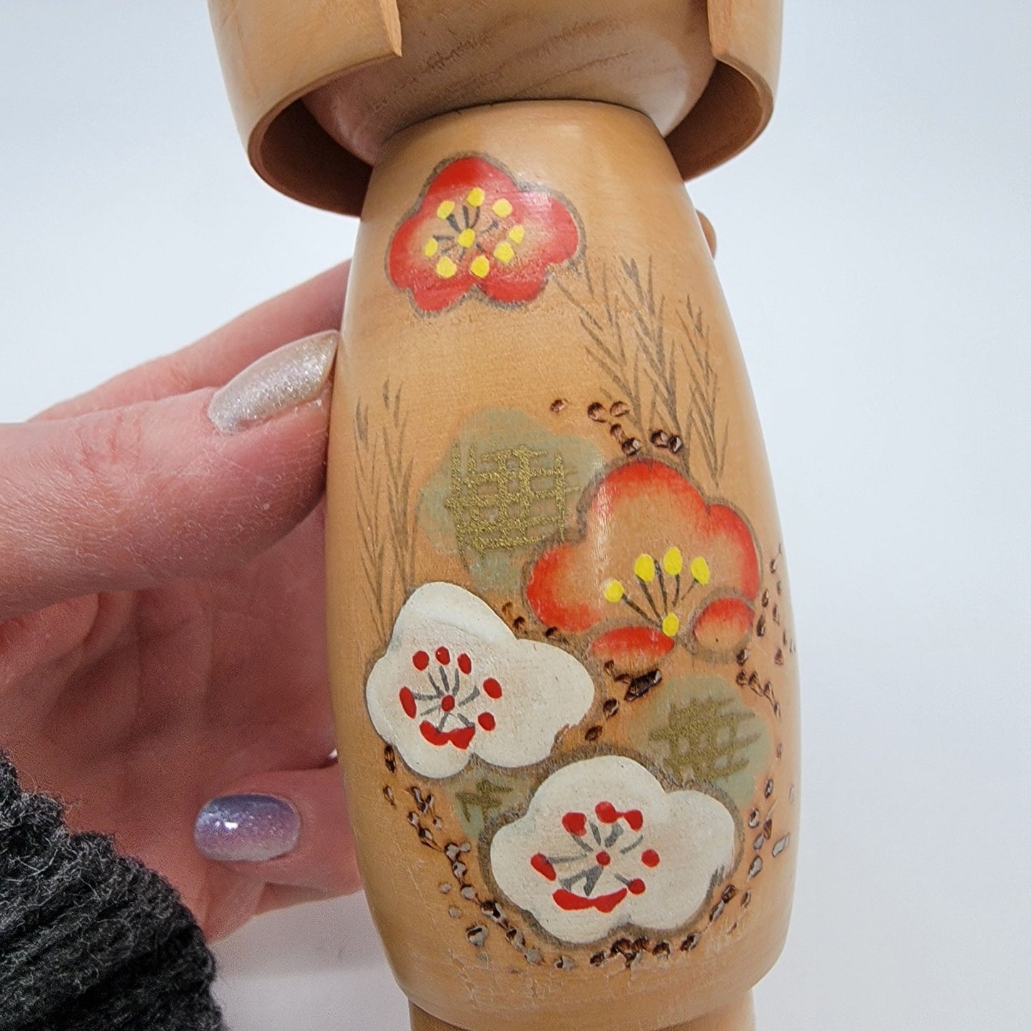 Vintage Japanese Kokeshi Wood Doll Signed Blonde