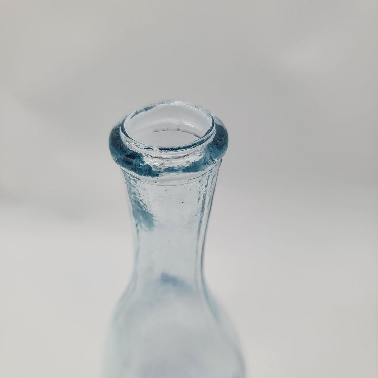 Handcrafted Blue Glass Bottle With Cactus