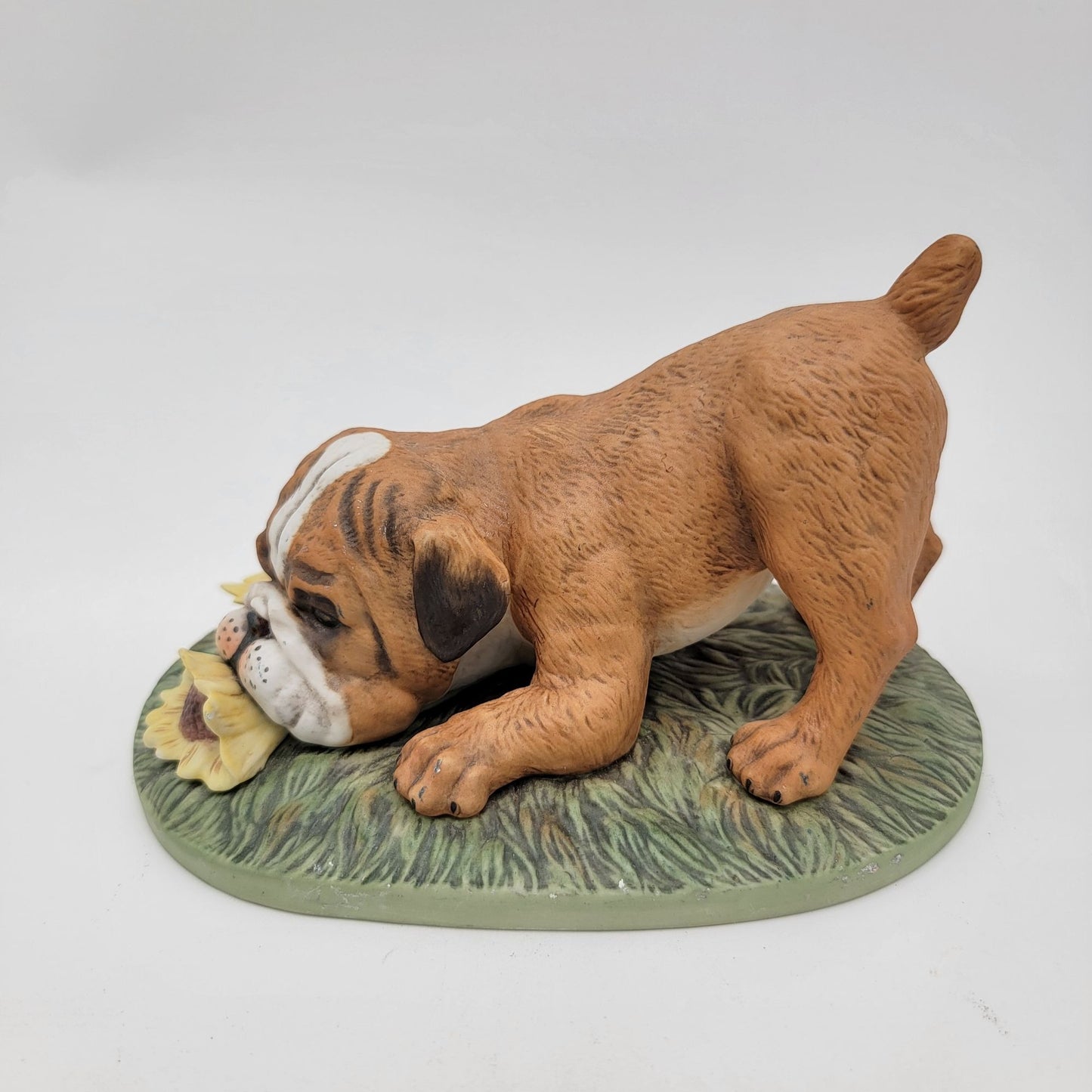 1985 Masterpiece Porcelain By Homco English Bulldog With Sunflowers