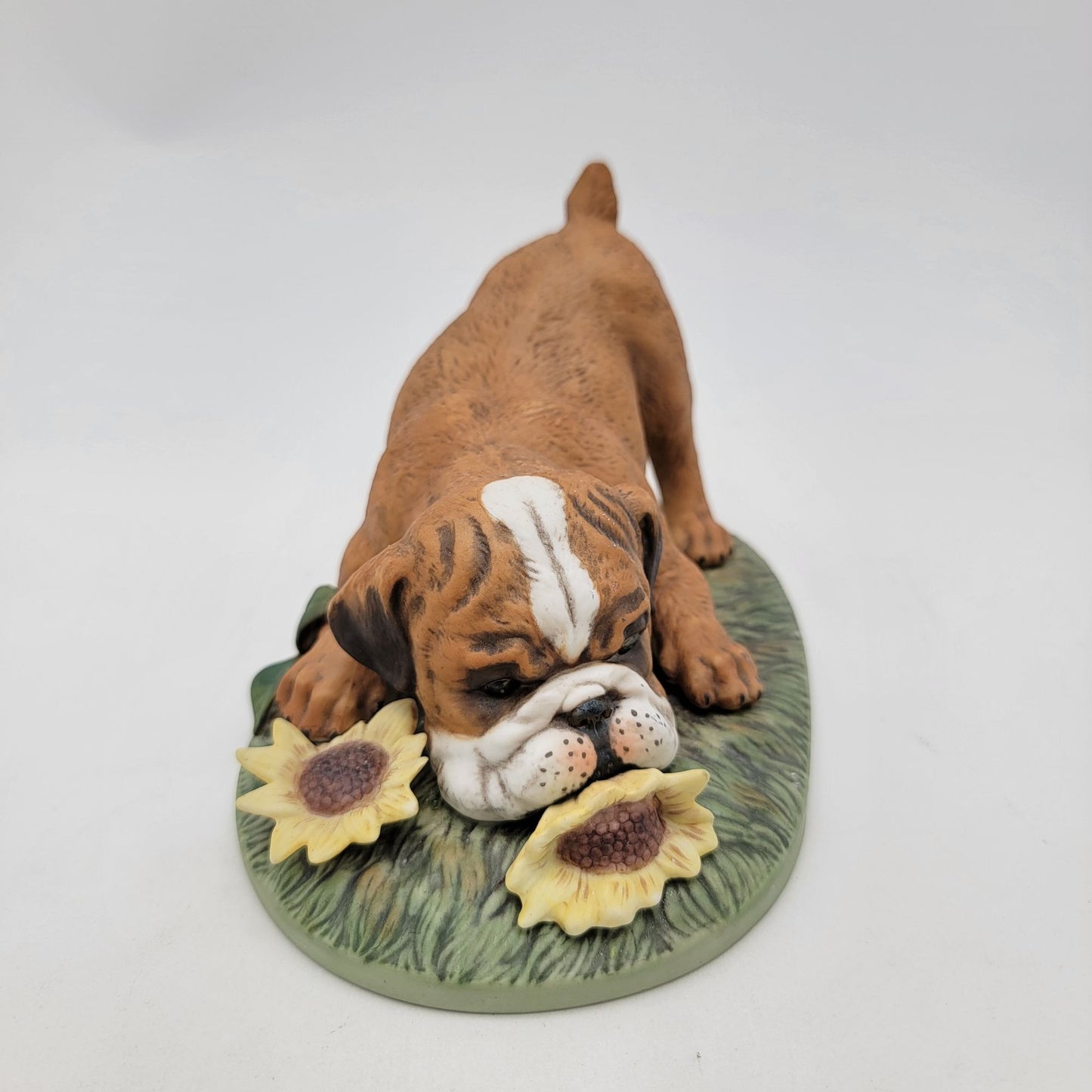 1985 Masterpiece Porcelain By Homco English Bulldog With Sunflowers