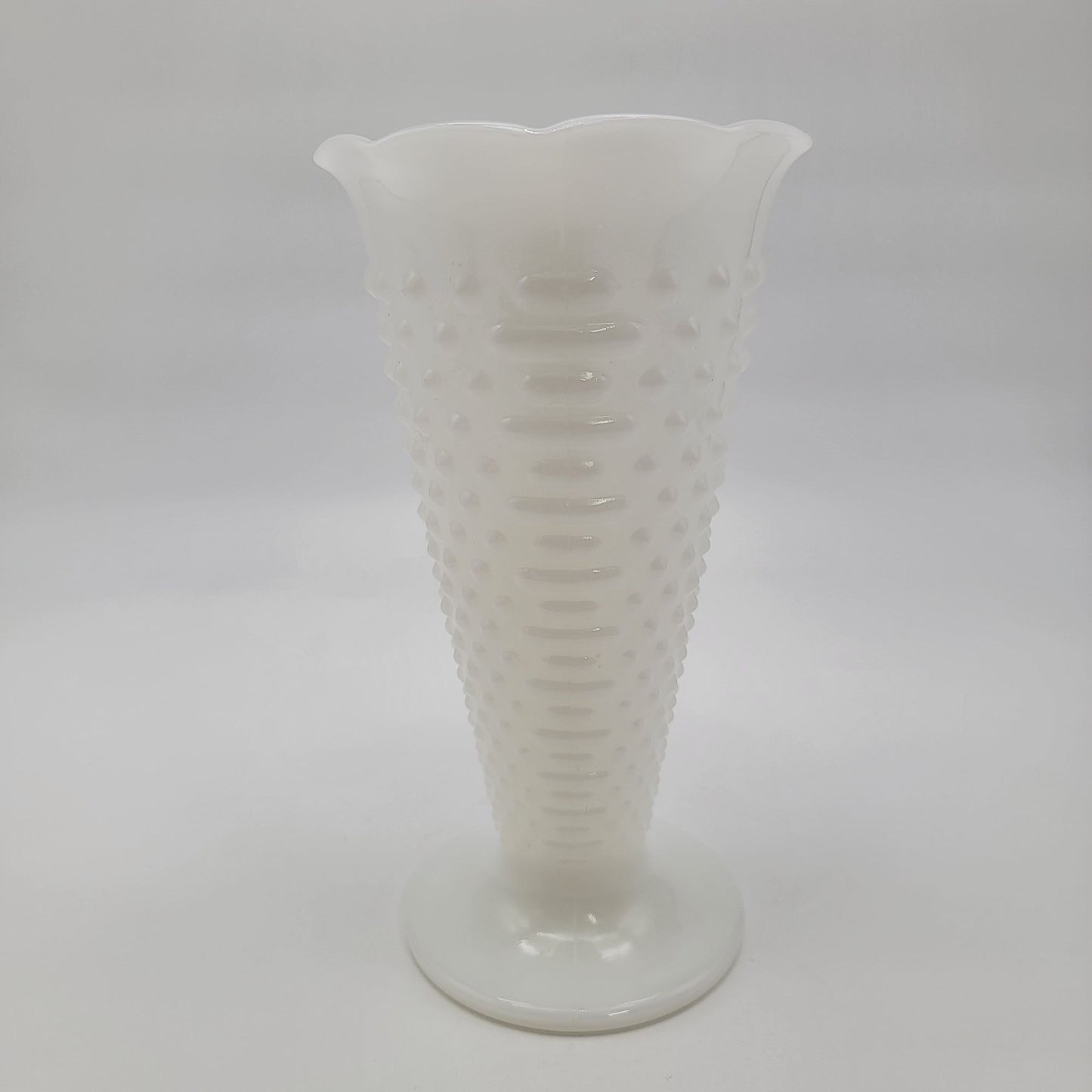 Vintage Anchor Hocking Fluted Hobnail Milk Glass Vase