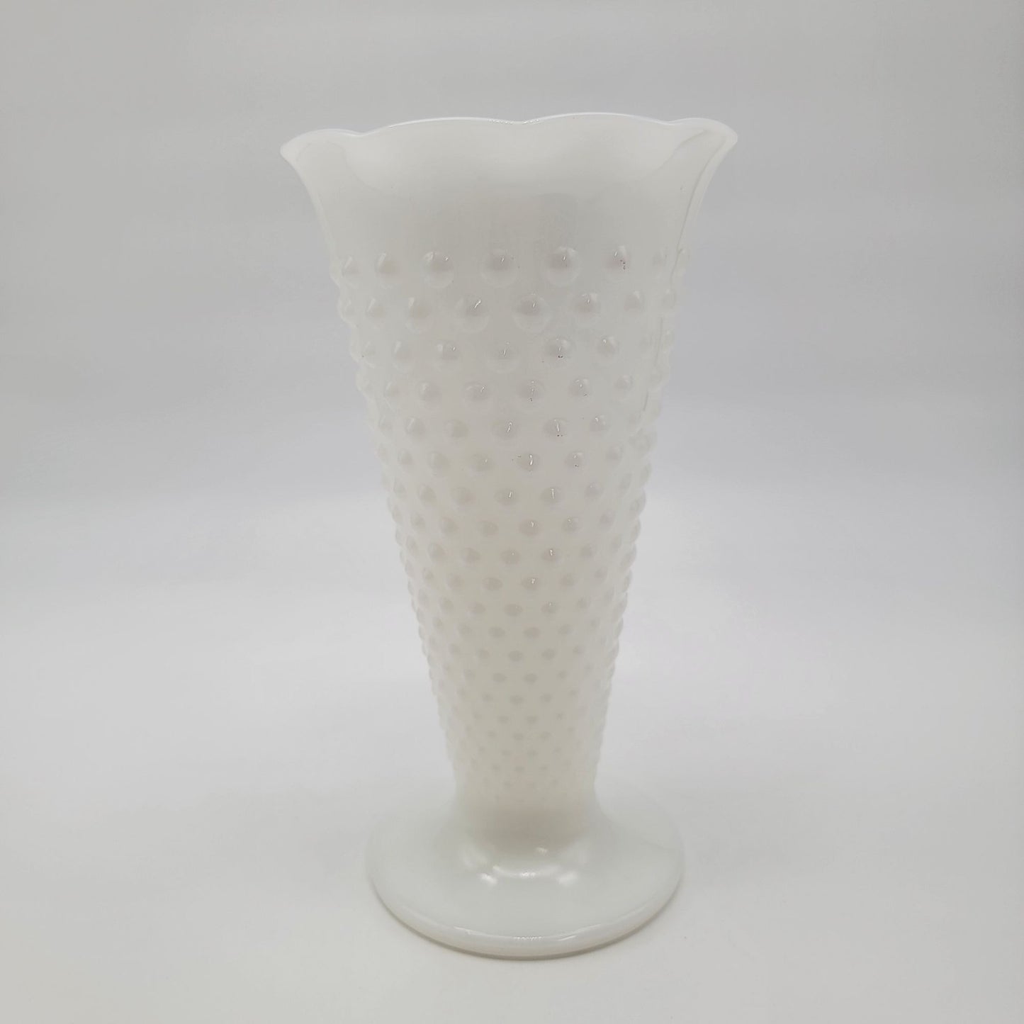 Vintage Anchor Hocking Fluted Hobnail Milk Glass Vase
