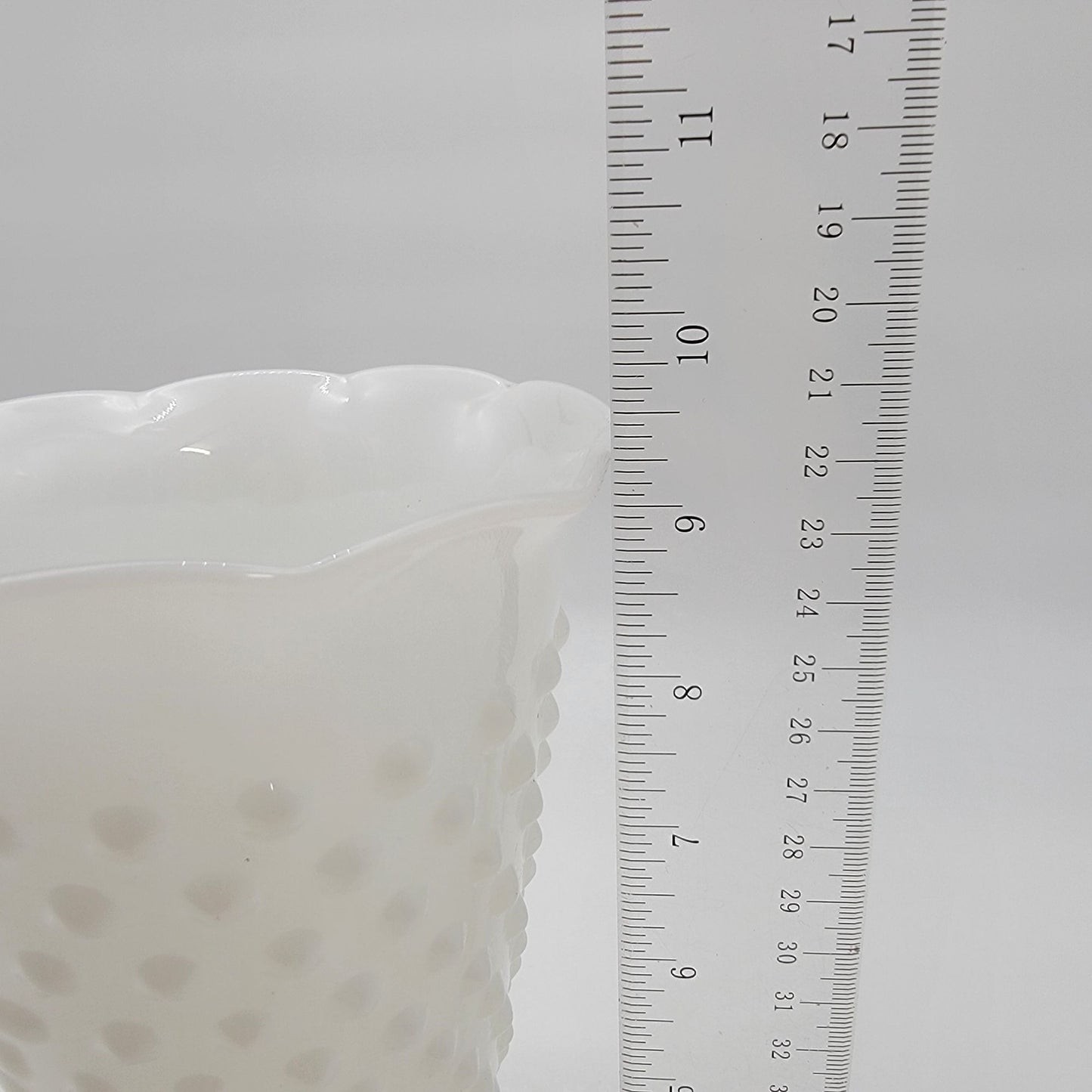 Vintage Anchor Hocking Fluted Hobnail Milk Glass Vase