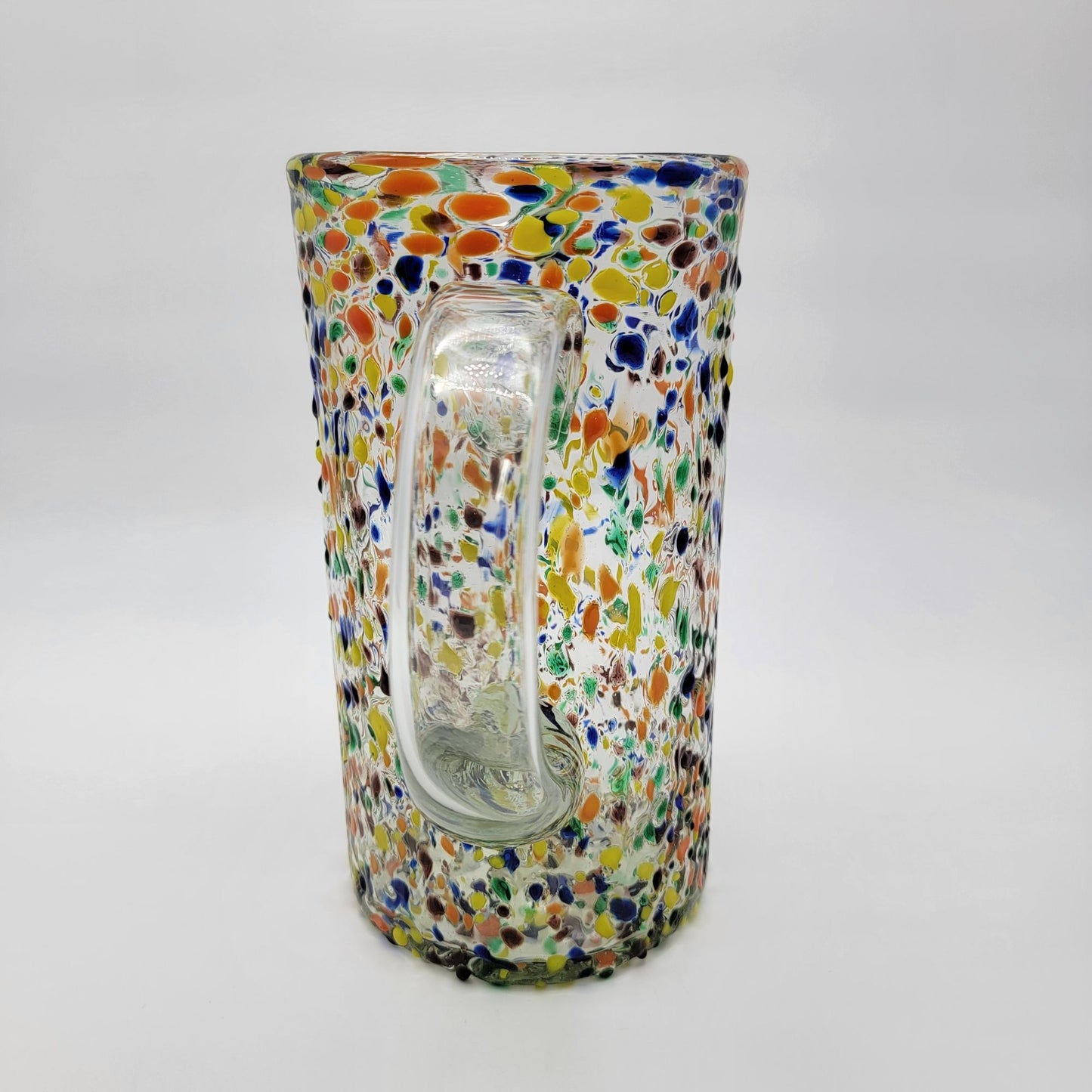 Mexican Confetti Art Glass Pitcher Multicolor Speckled Blown Glass