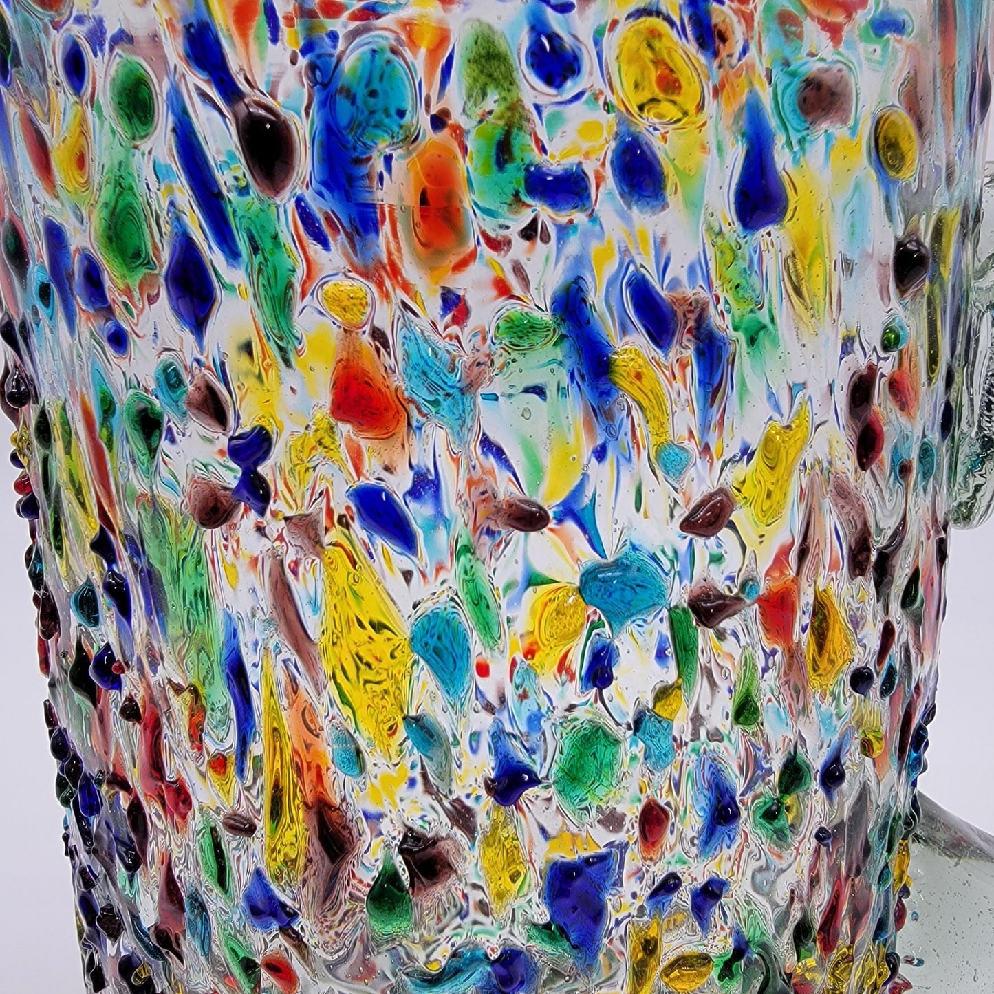 Mexican Confetti Art Glass Pitcher Multicolor Speckled Blown Glass