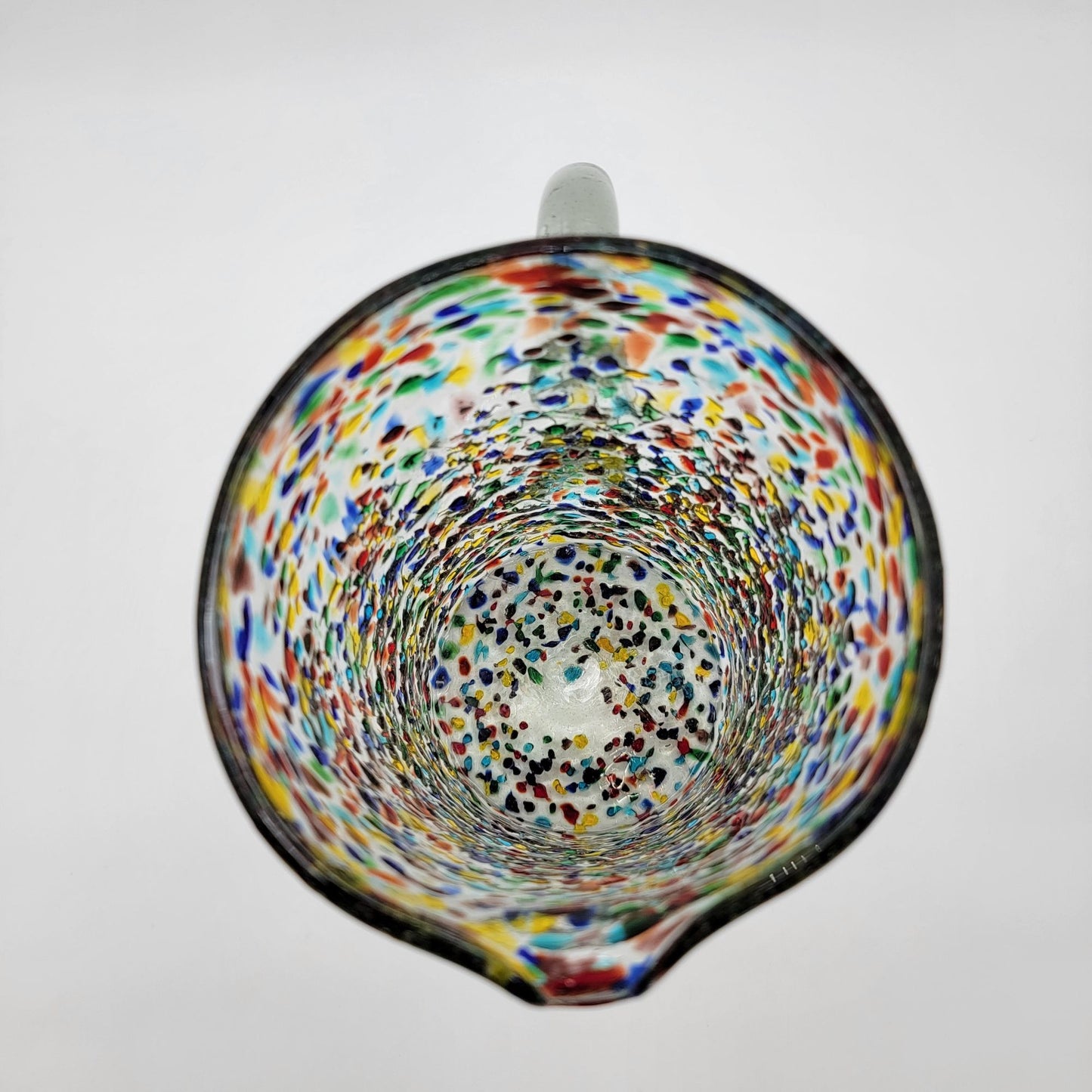 Mexican Confetti Art Glass Pitcher Multicolor Speckled Blown Glass