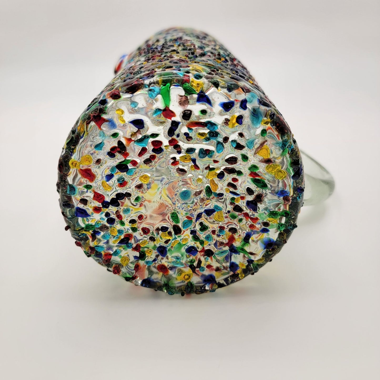 Mexican Confetti Art Glass Pitcher Multicolor Speckled Blown Glass