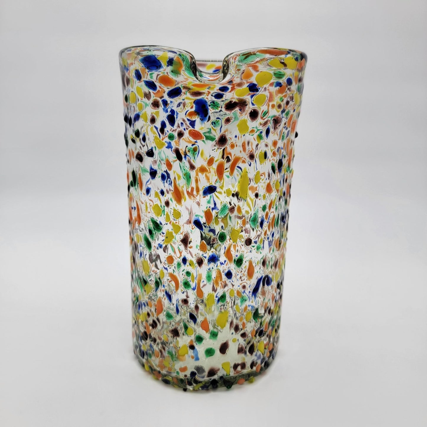 Mexican Confetti Art Glass Pitcher Multicolor Speckled Blown Glass