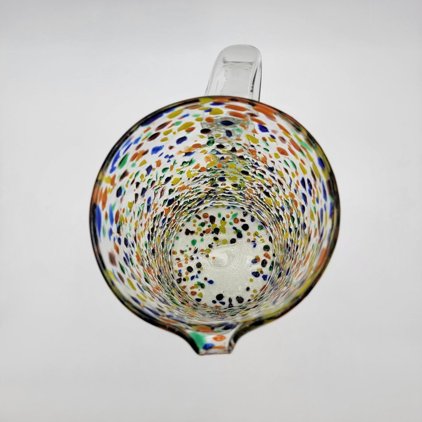 Mexican Confetti Art Glass Pitcher Multicolor Speckled Blown Glass