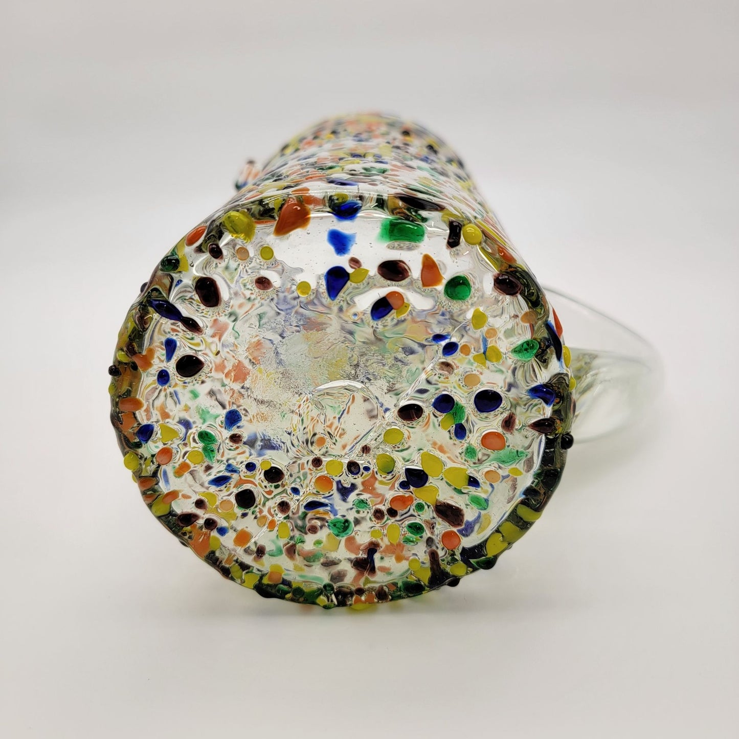 Mexican Confetti Art Glass Pitcher Multicolor Speckled Blown Glass