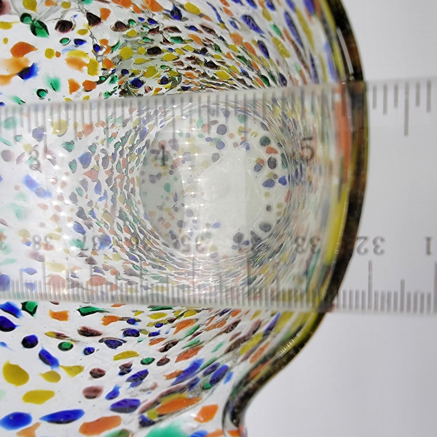 Mexican Confetti Art Glass Pitcher Multicolor Speckled Blown Glass