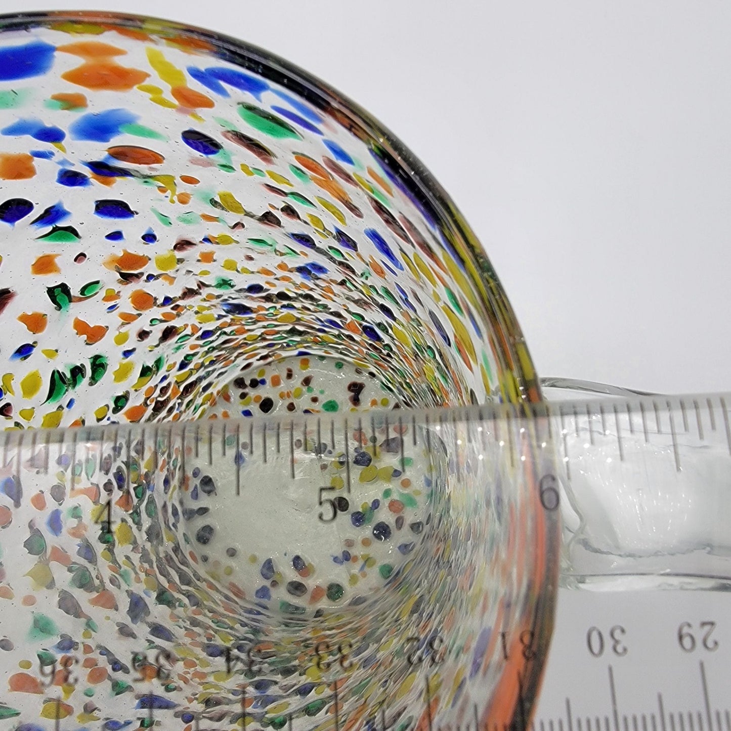 Mexican Confetti Art Glass Pitcher Multicolor Speckled Blown Glass