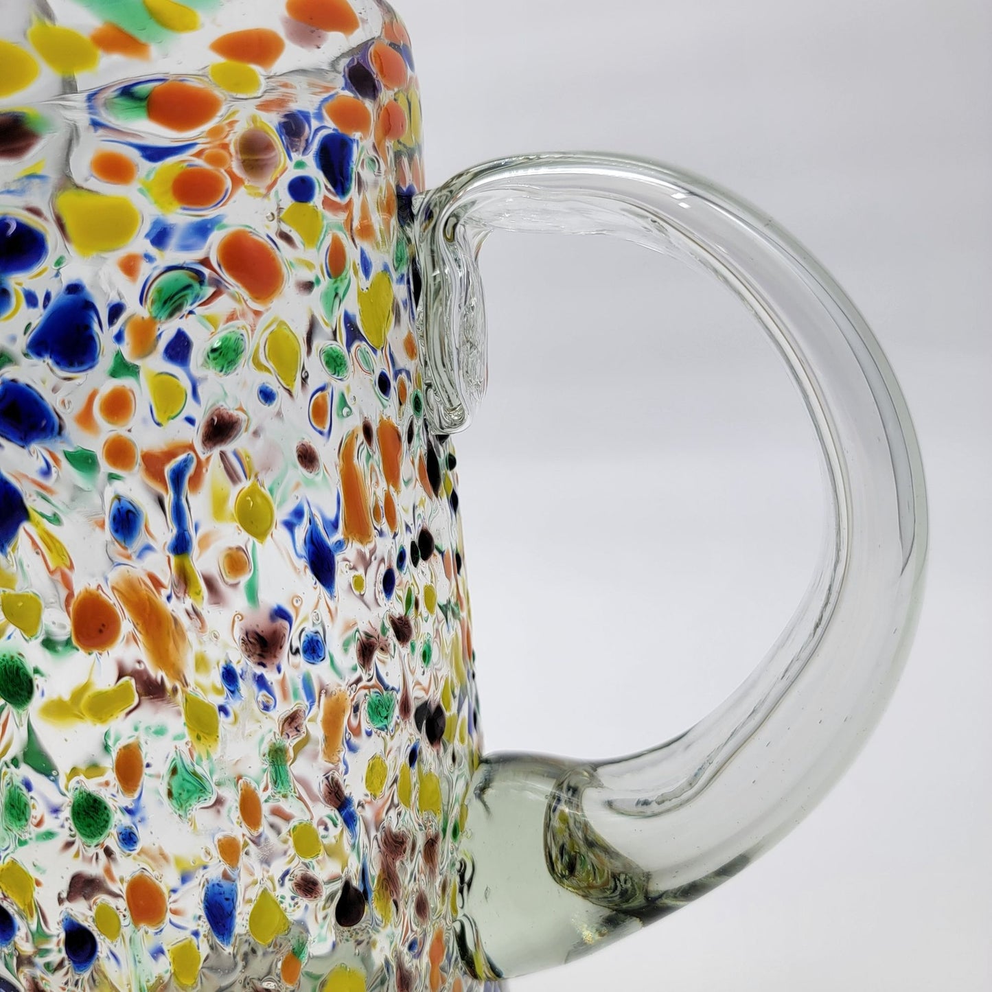 Mexican Confetti Art Glass Pitcher Multicolor Speckled Blown Glass