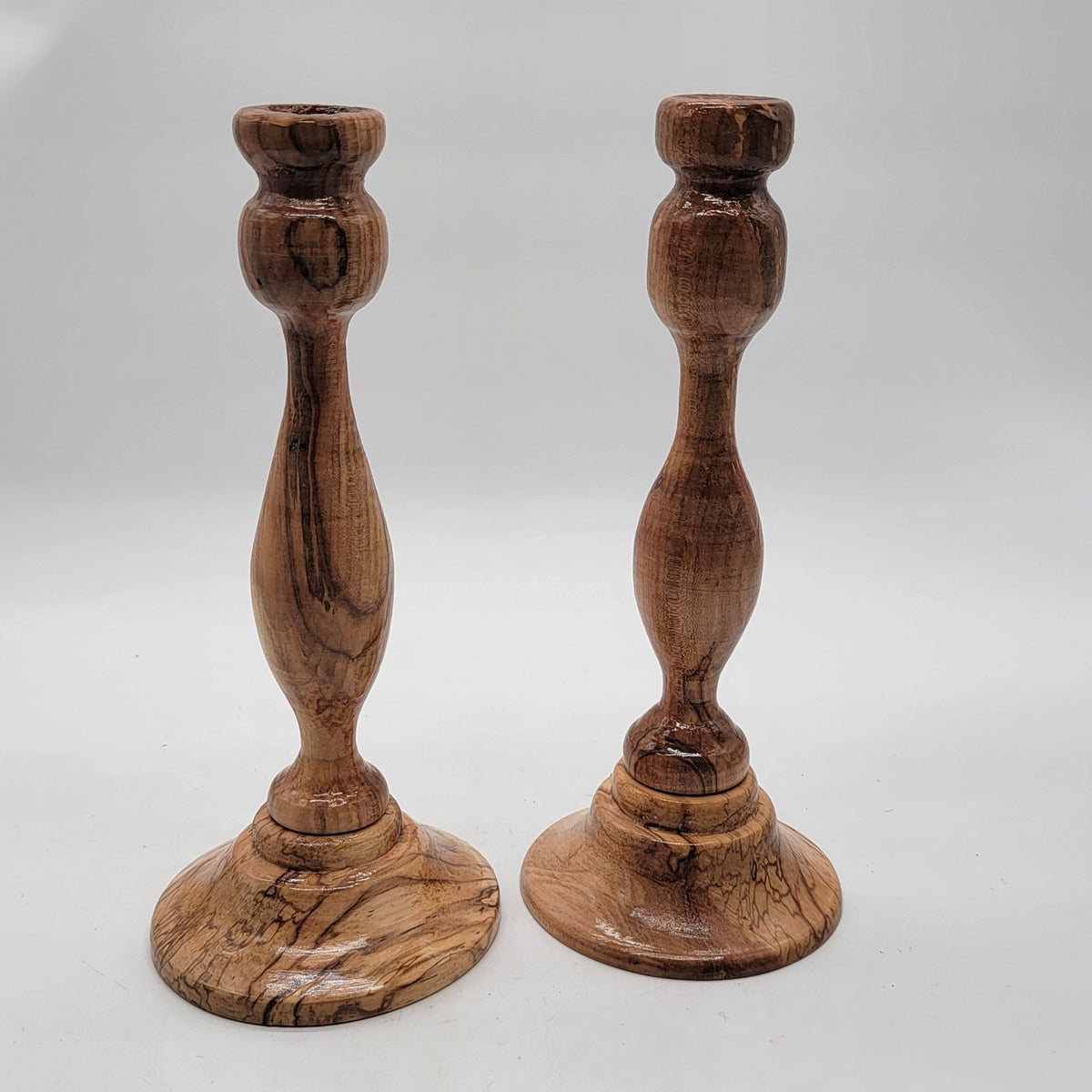 Hand-Turned Ambrosia Amphoria Maple Candlesticks Pair