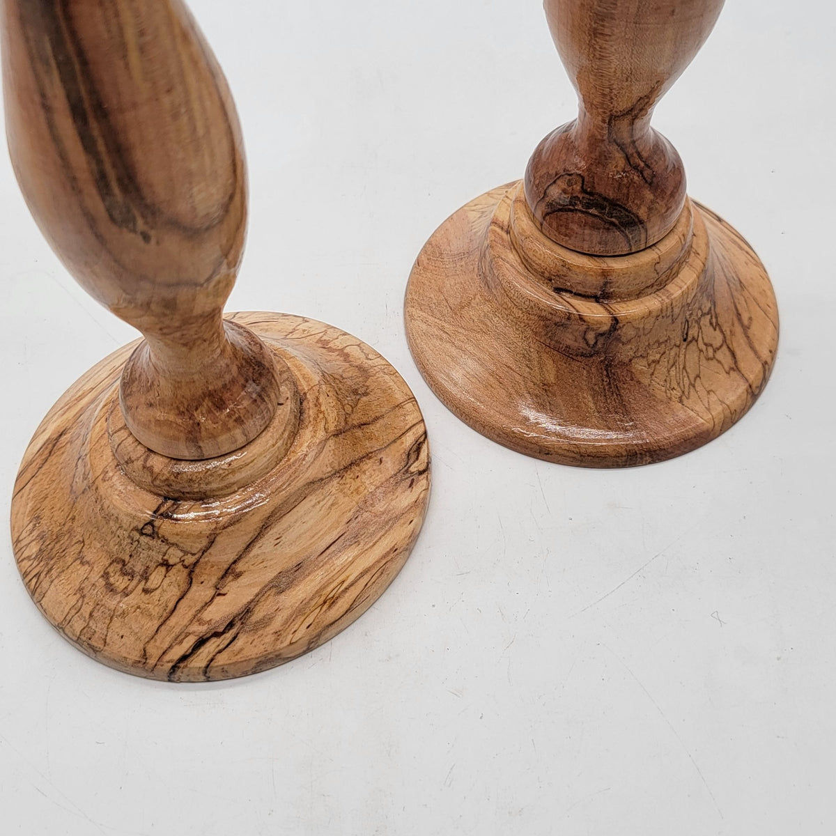 Hand-Turned Ambrosia Amphoria Maple Candlesticks Pair