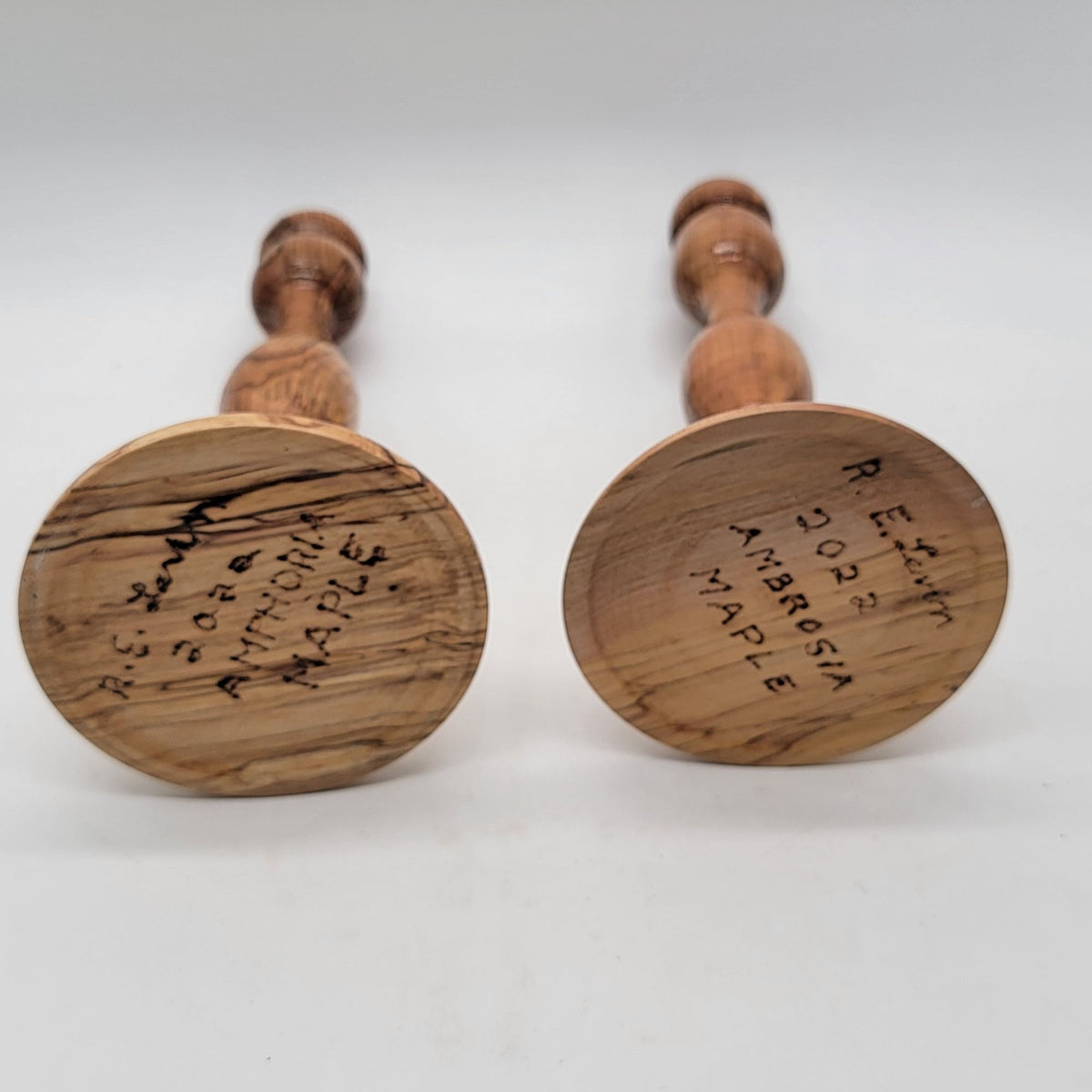 Hand-Turned Ambrosia Amphoria Maple Candlesticks Pair