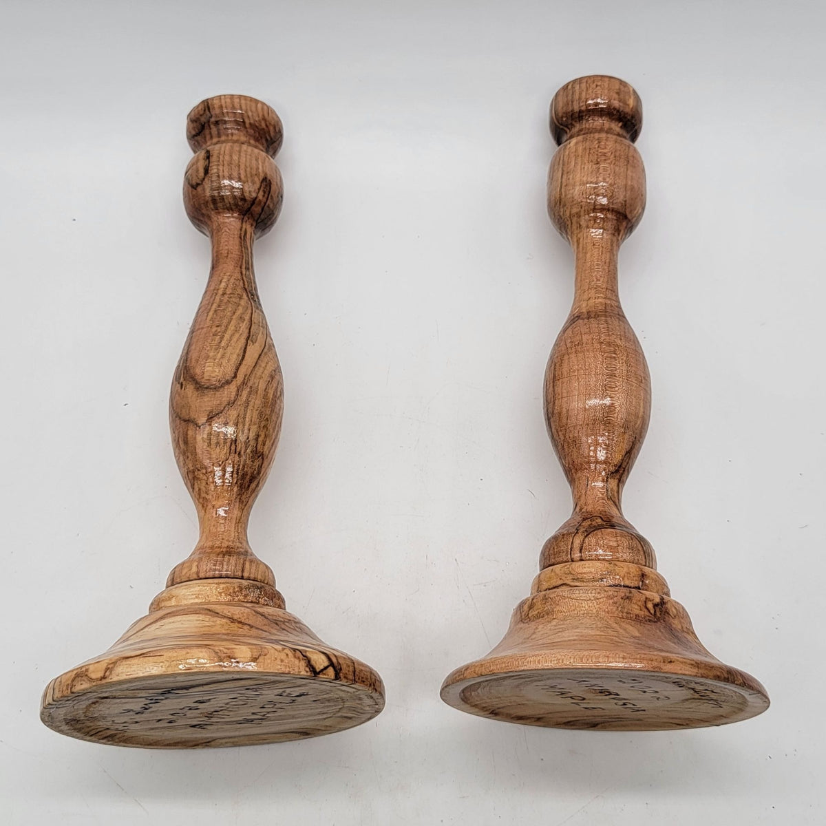 Hand-Turned Ambrosia Amphoria Maple Candlesticks Pair
