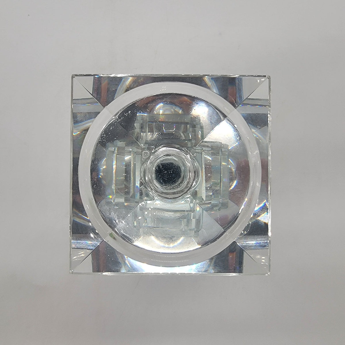 Glass Pillar Candle Holder with Floating Crystals