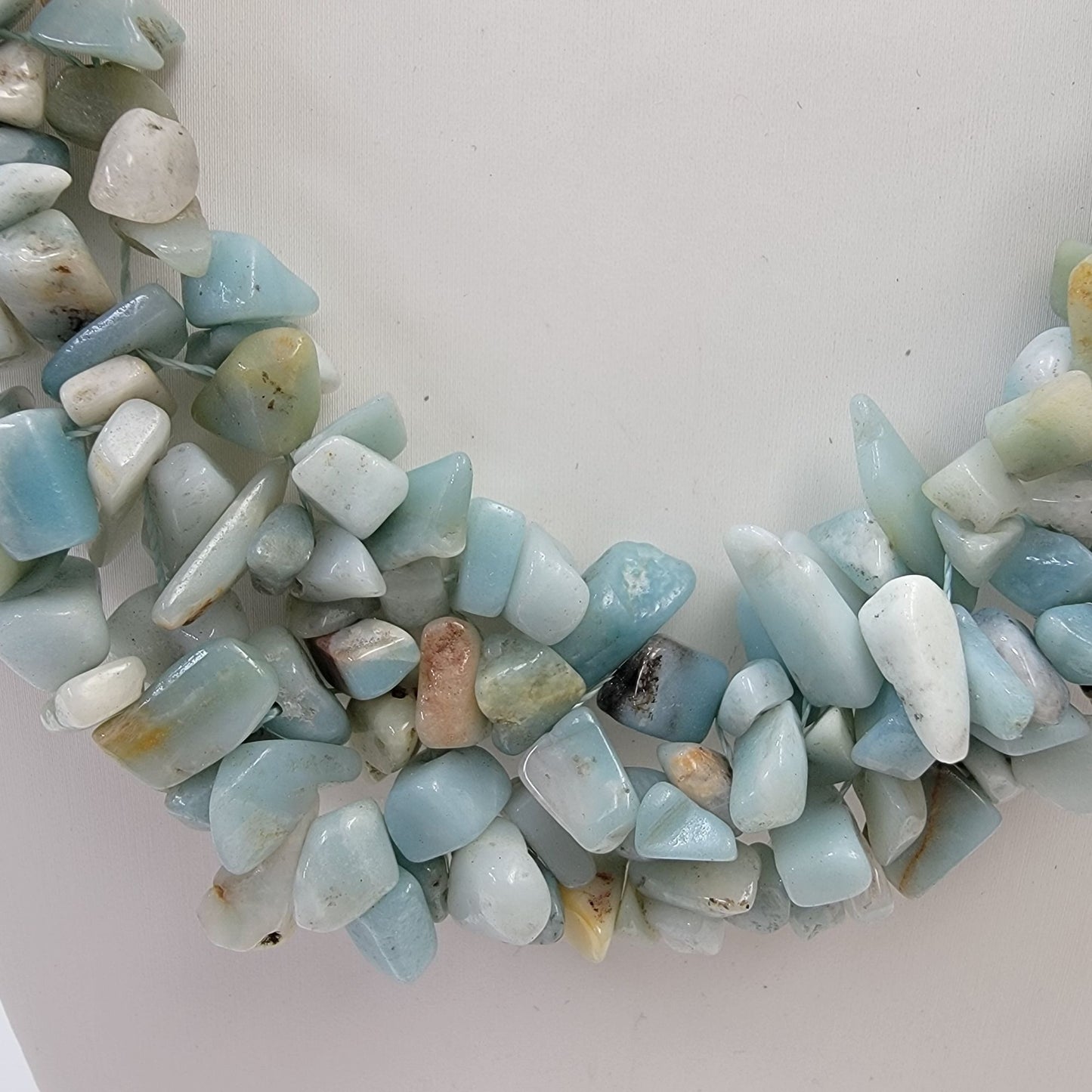 Natural Amazonite Gemstone Chip Multi-Strand Statement Necklace
