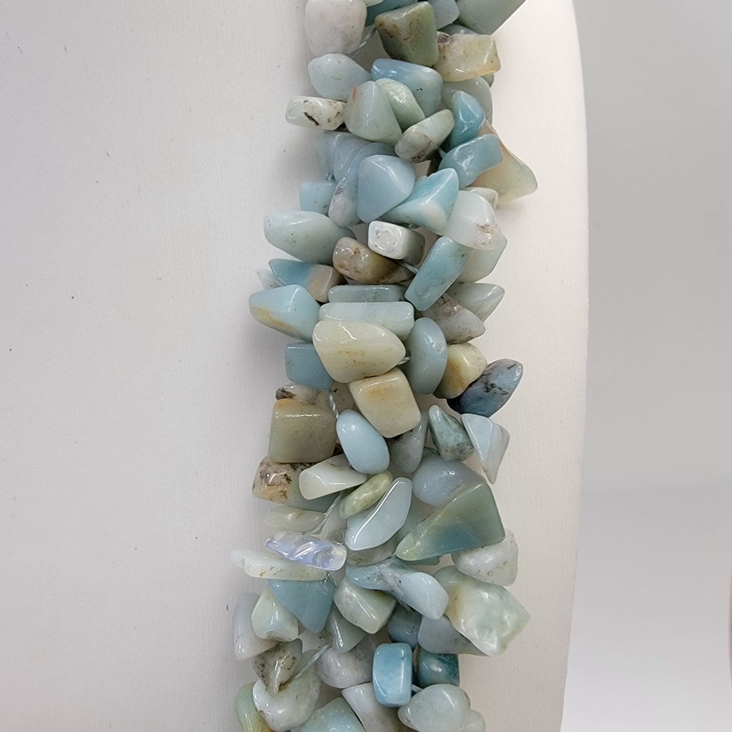 Natural Amazonite Gemstone Chip Multi-Strand Statement Necklace