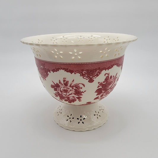 Vintage FTD Red Roses Footed Pedestal Vase