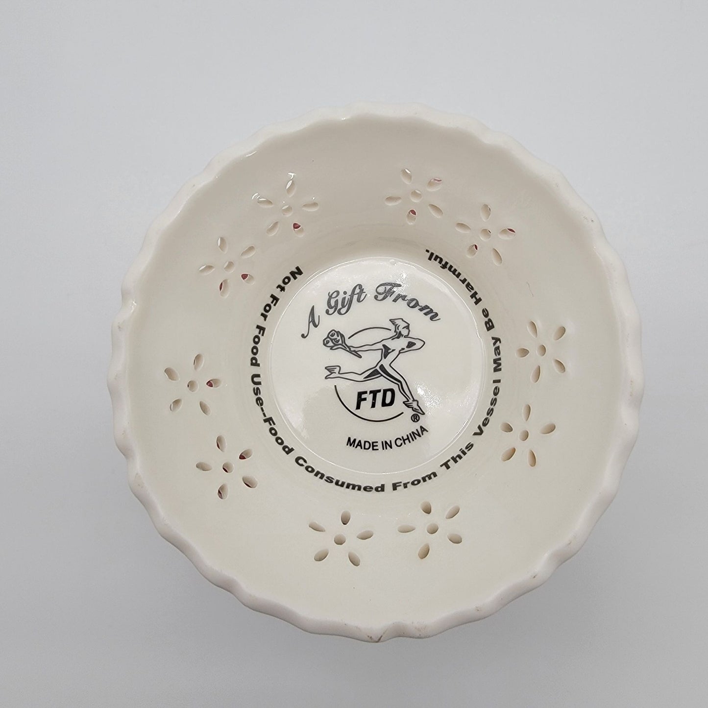 Vintage FTD Red Roses Footed Pedestal Vase