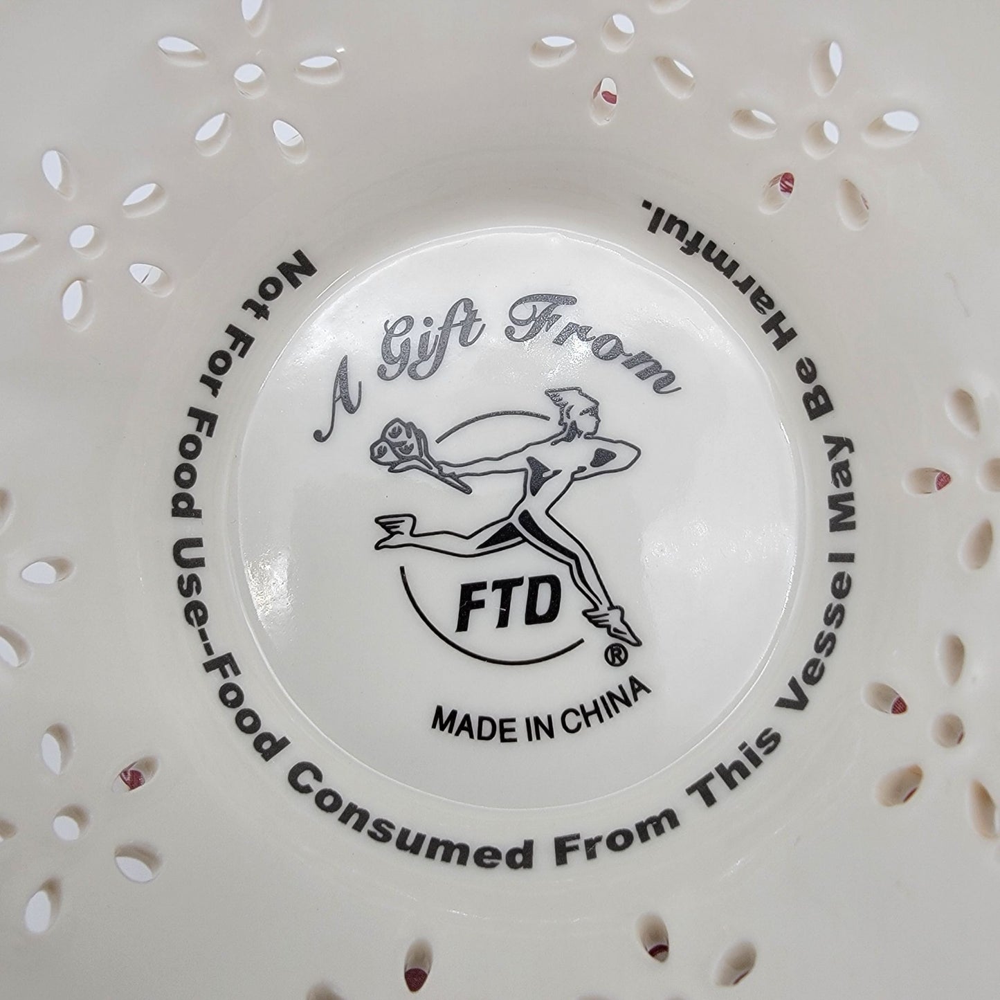 Vintage FTD Red Roses Footed Pedestal Vase