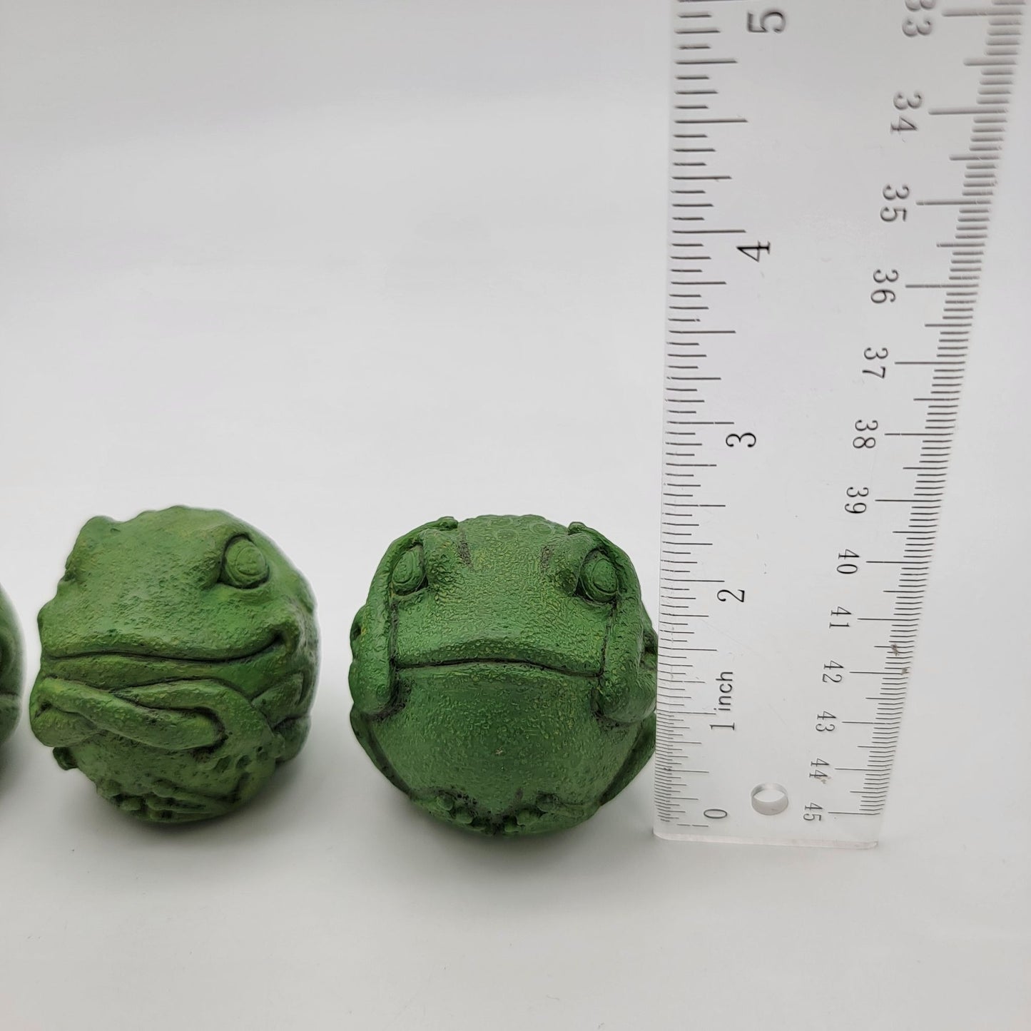 Set Of 3 Green Round No Evil Frog Statues - Hear No Evil See No Evil Speak No Evil