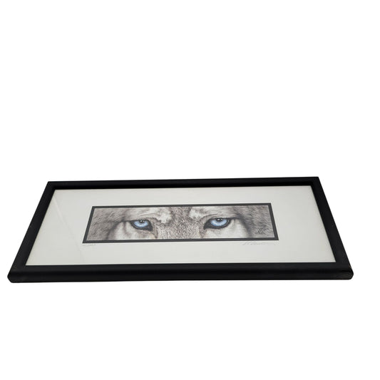 "The Predators" Wolf Blue Eyes Framed Print By DK Dennis 1993