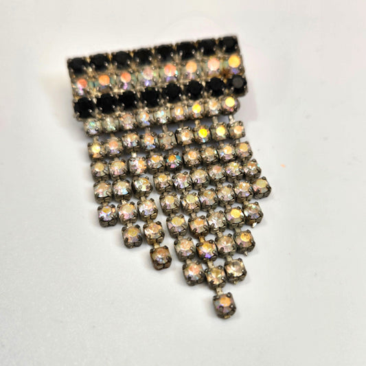 Art Deco Waterfall Rhinestone Brooch