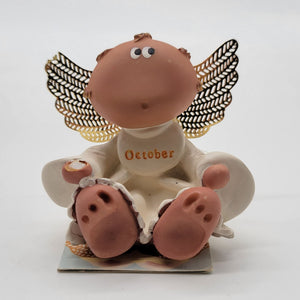 Vintage Russ Berrie Angel Cheeks October Figurine By Kirk Awad