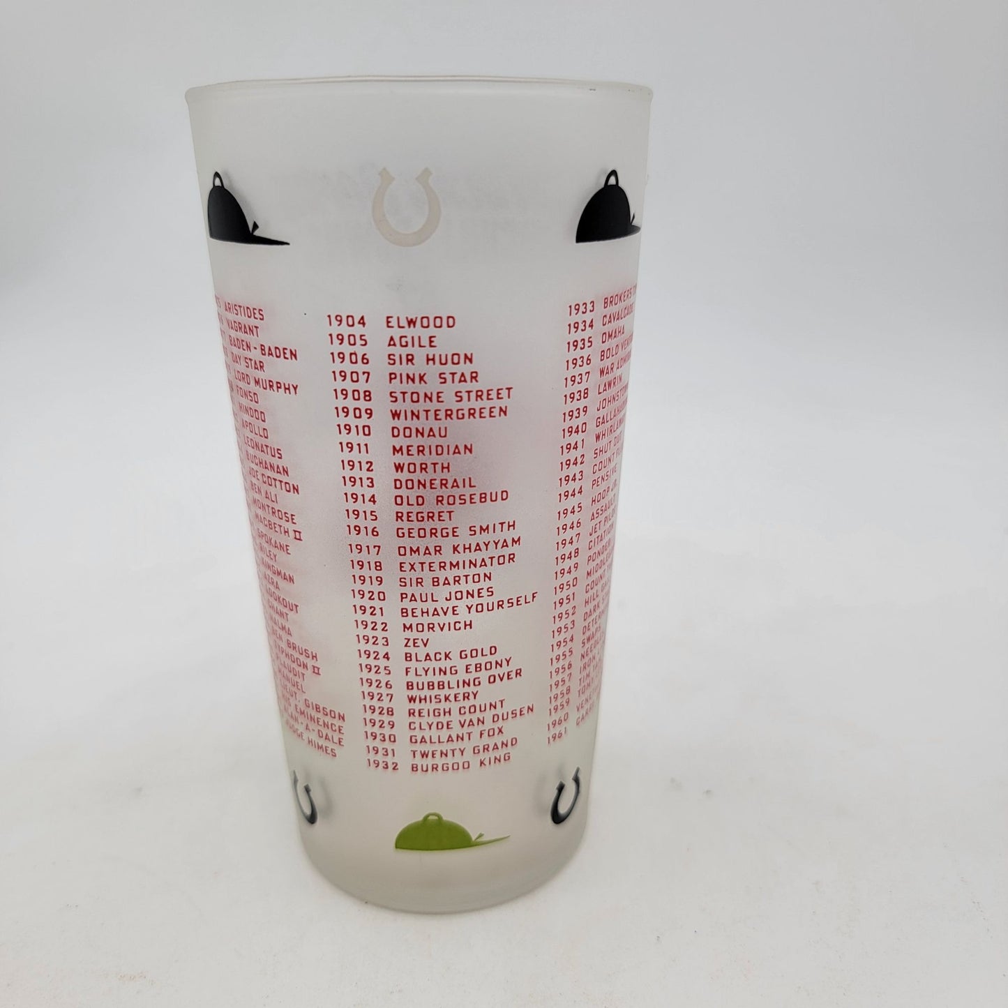 Vintage 1966 Kentucky Derby Churchill Downs Glass With Horse & Jockey Design