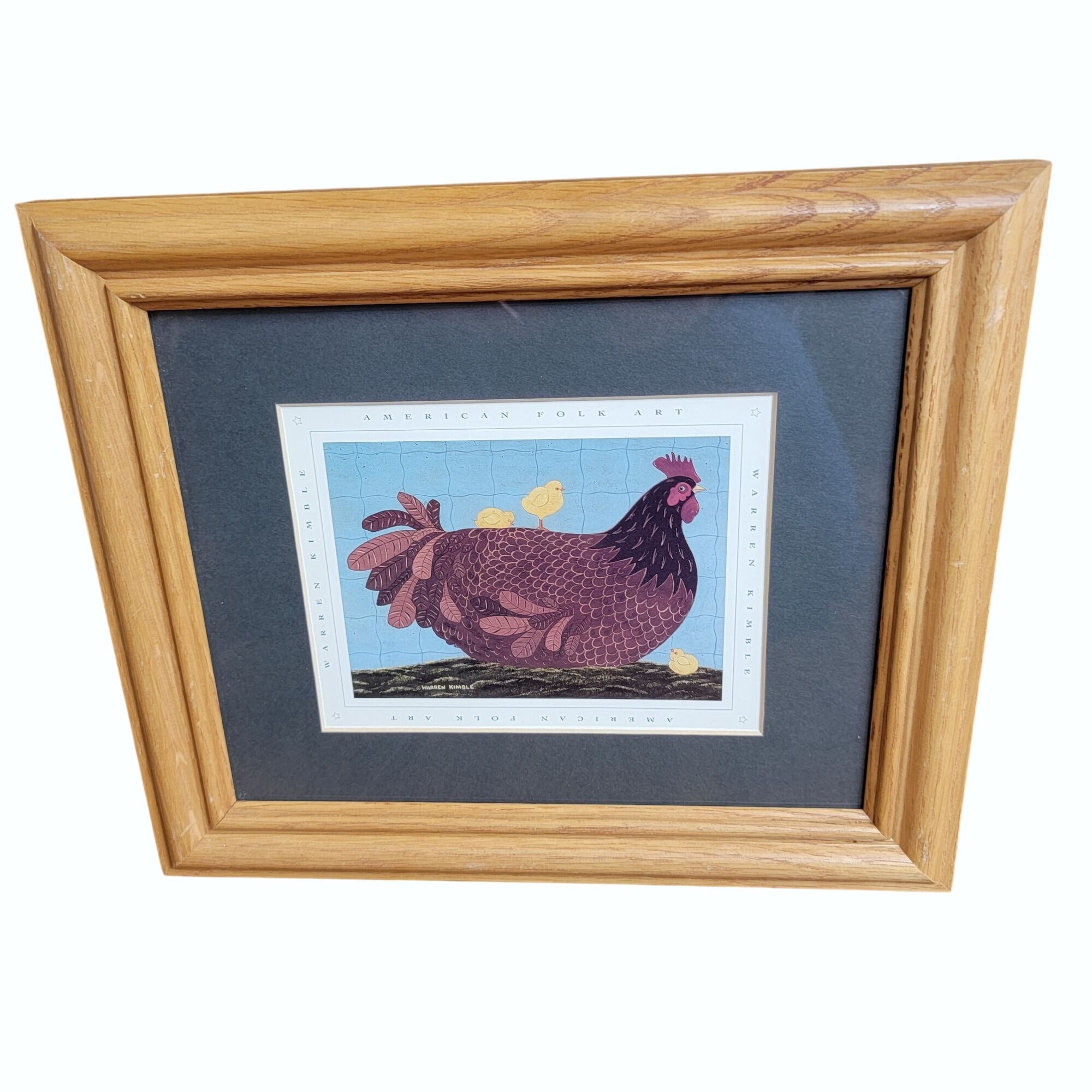 Kimble Chicken Vintage Warren Kimble American Folk Art Chicken Print Mama Hen With Ch ...