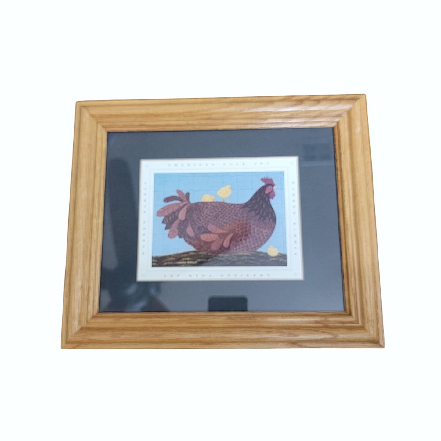 Vintage Warren Kimble American Folk Art Chicken Print Mama Hen With Chicks