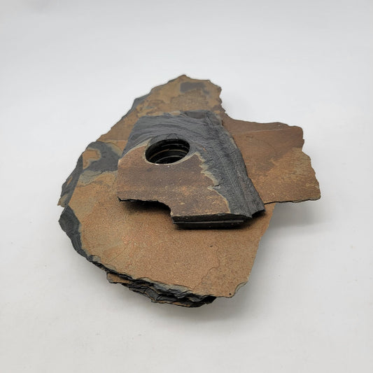 Vintage Japanese Ikebana Stone Planter With Metal Flower Frog Insert