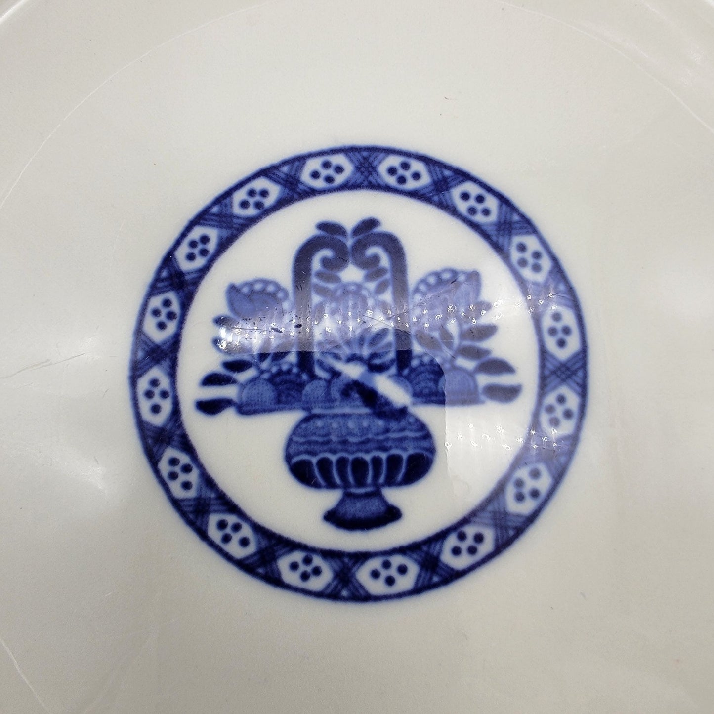 Vintage Walker Vitrified China Porcelain Bowls Blue Delph Set of 4