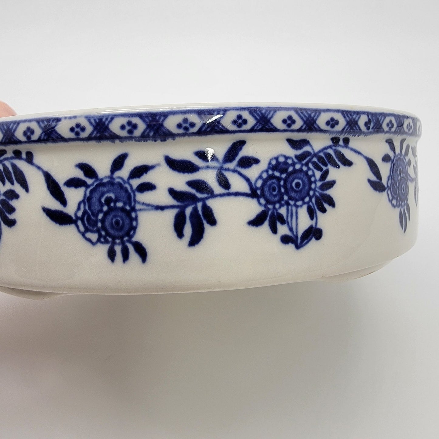 Vintage Walker Vitrified China Porcelain Bowls Blue Delph Set of 4