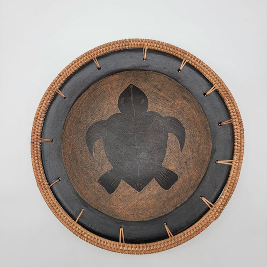 Sasak Style Wicker Rim Sea Turtle Bowl