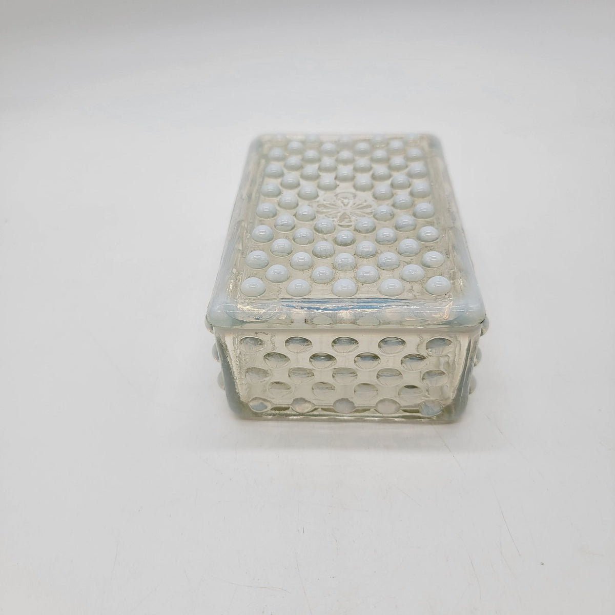 Fenton Moonstone Opalescent Hobnail Glass Box