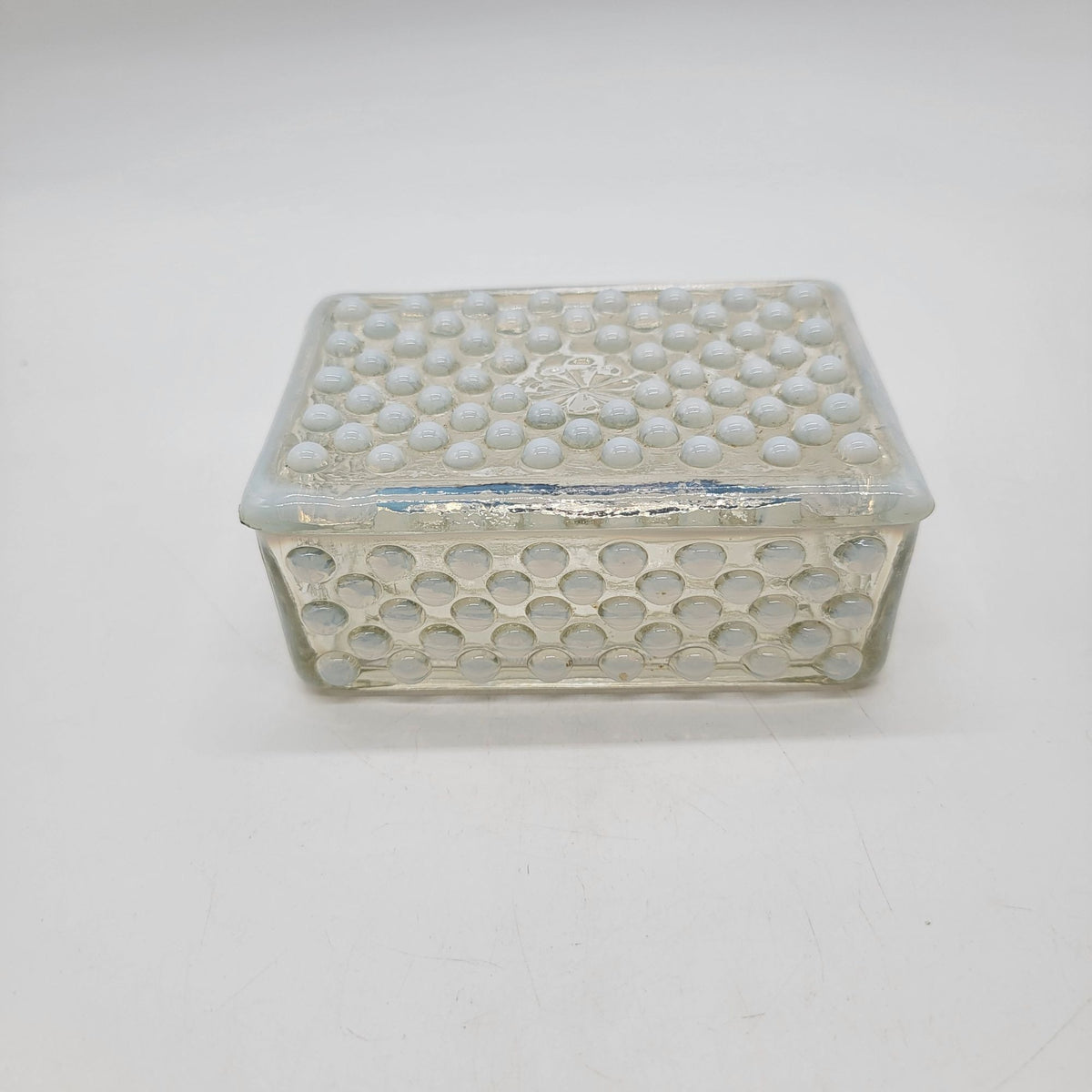 Fenton Moonstone Opalescent Hobnail Glass Box