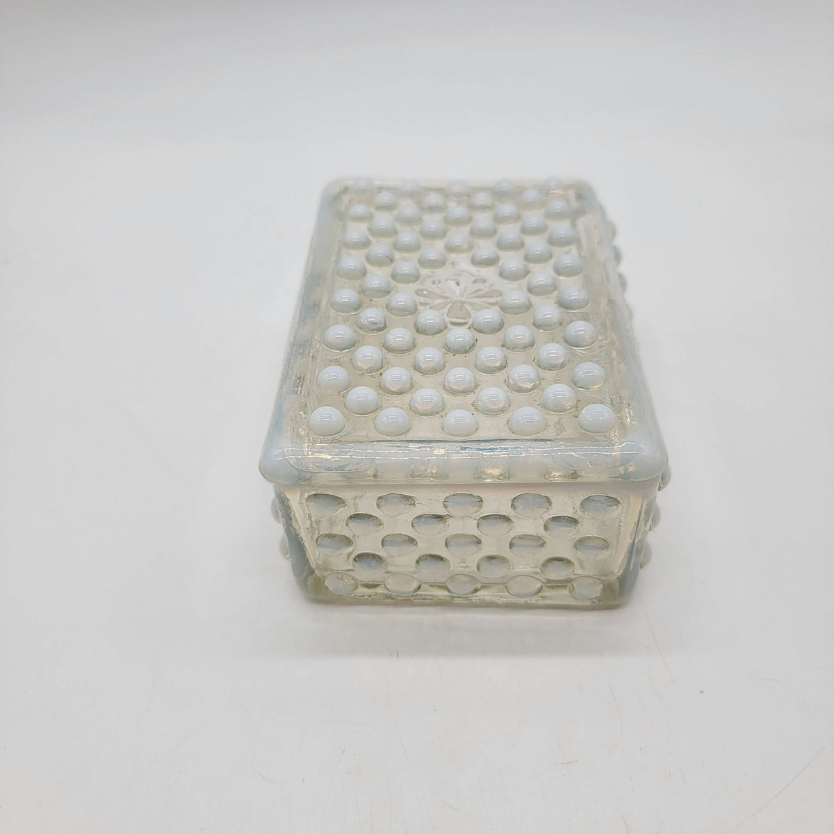 Fenton Moonstone Opalescent Hobnail Glass Box