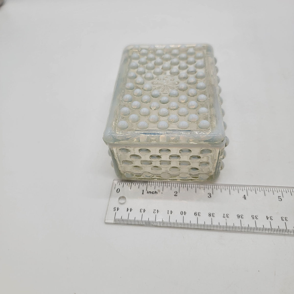 Fenton Moonstone Opalescent Hobnail Glass Box