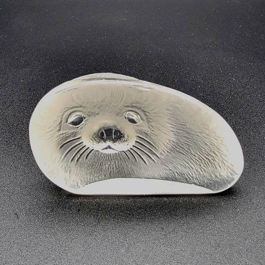 Mats Jonasson Crystal Baby Seal Paperweight Signed MJ Sweden 3309