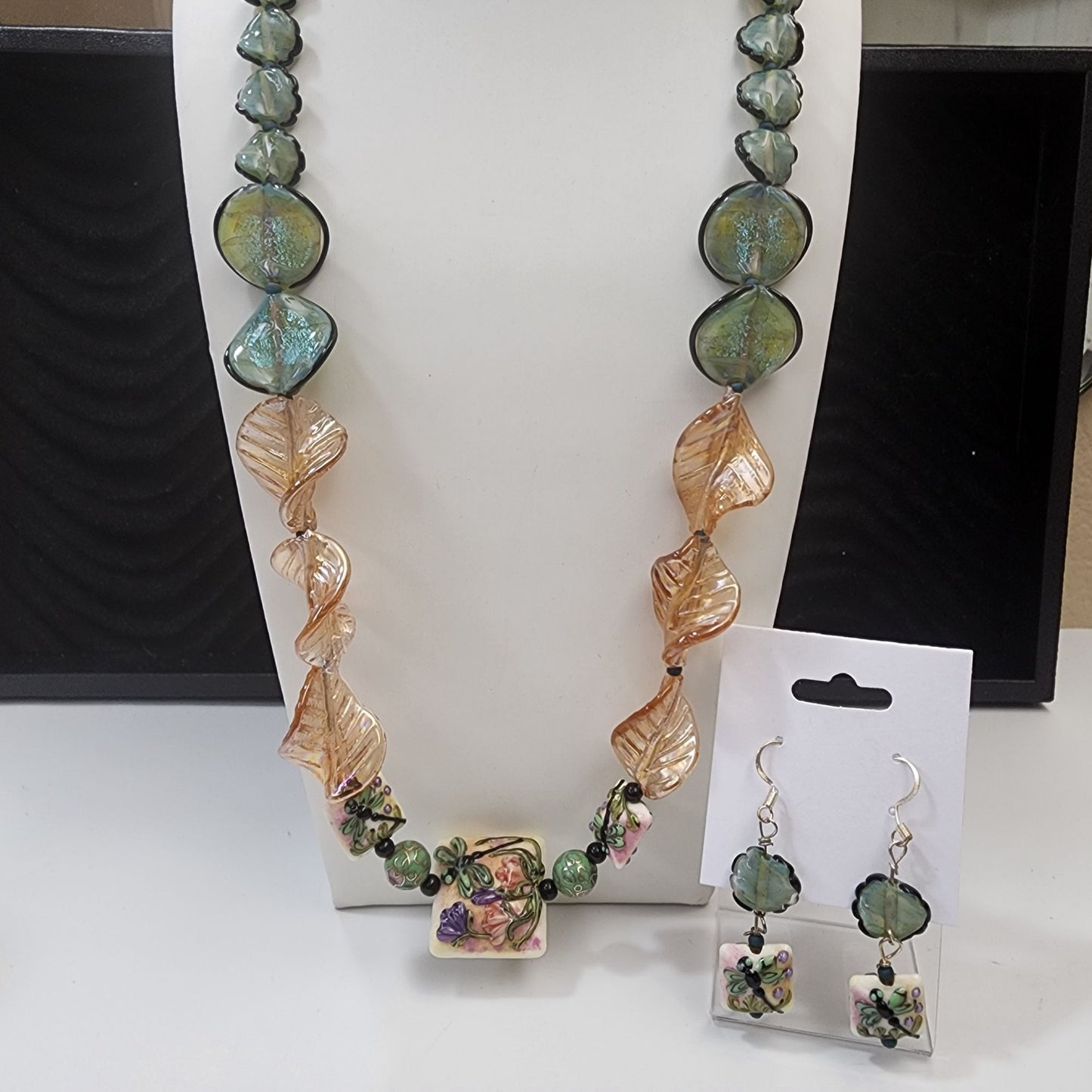 Artisan Handcrafted Dragonfly Necklace & Earring Set