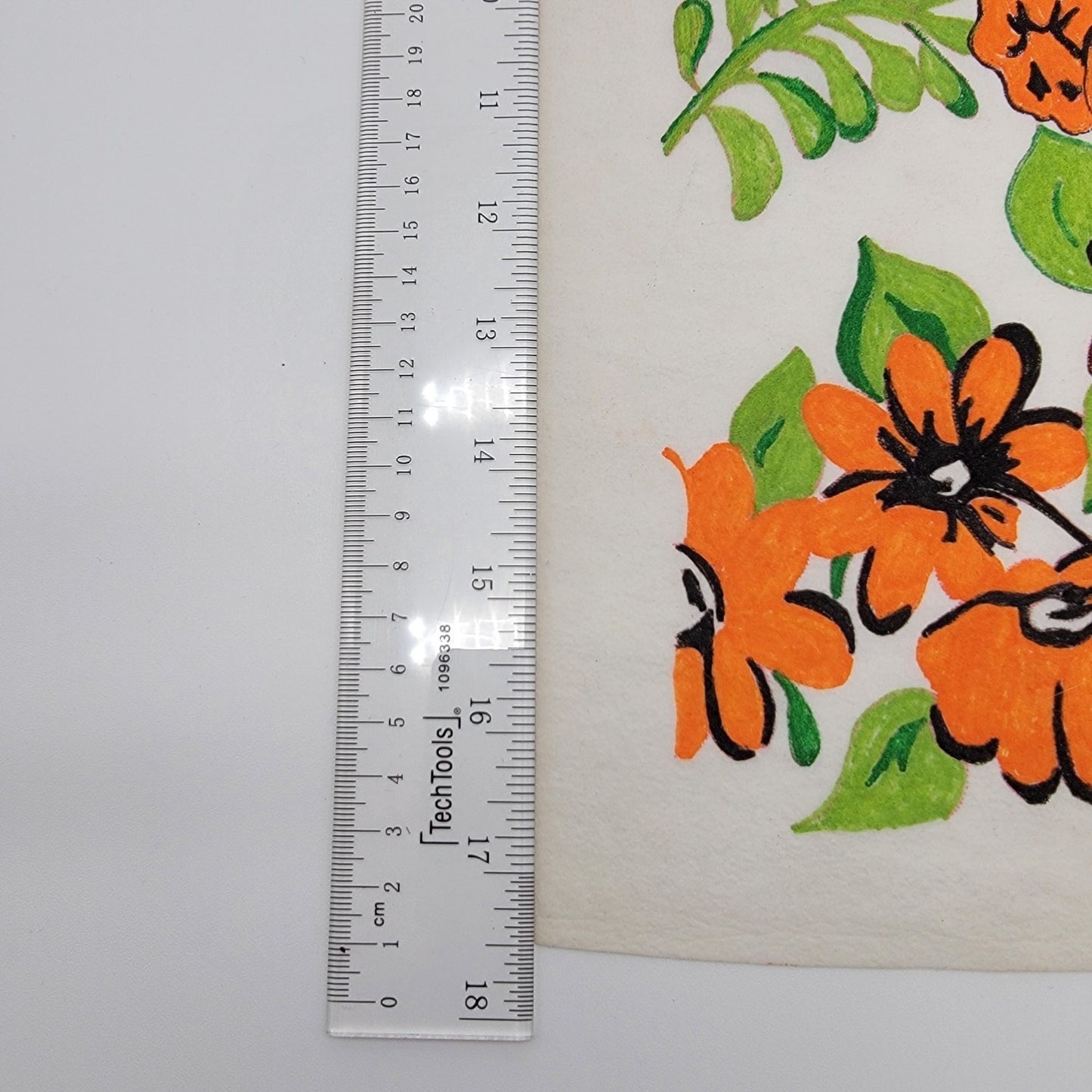 Vintage Hand-Painted Felt Cloth Art Cute Puppy Dog With Orange Flowers