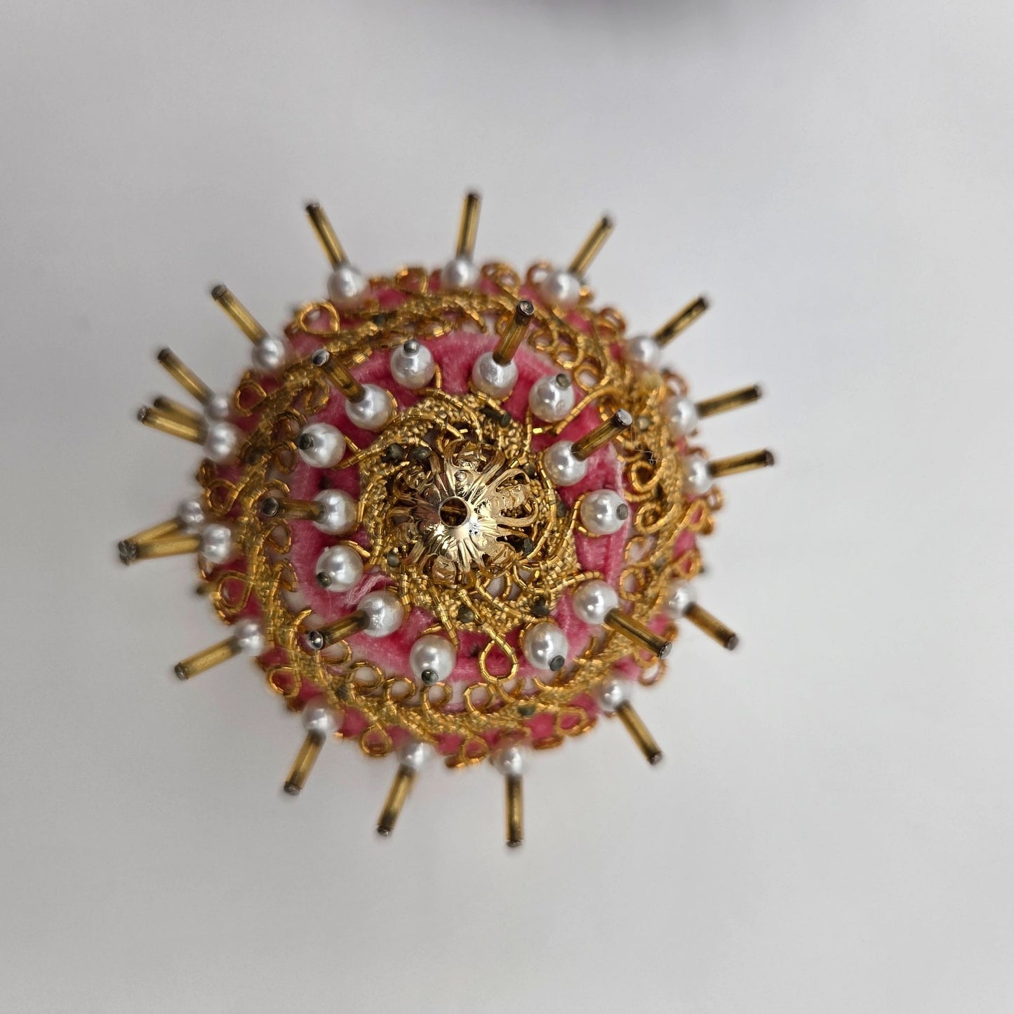 Vintage Push Pin Sequin Beaded Ornaments Set Of 2